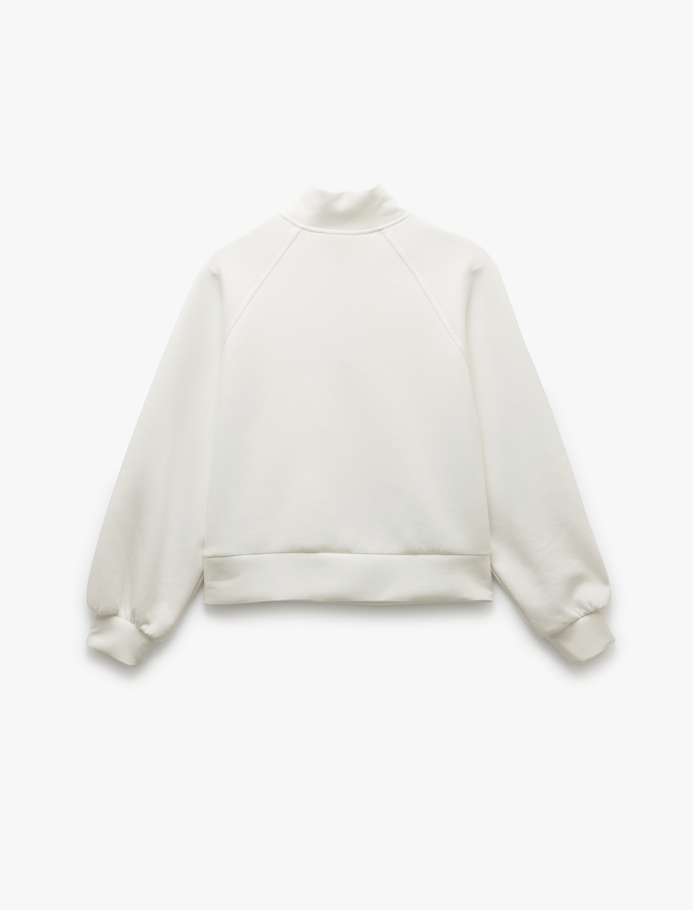   Uzun Kollu Dik Yaka Modal Kumaş Yarım Fermuarlı Sweatshirt