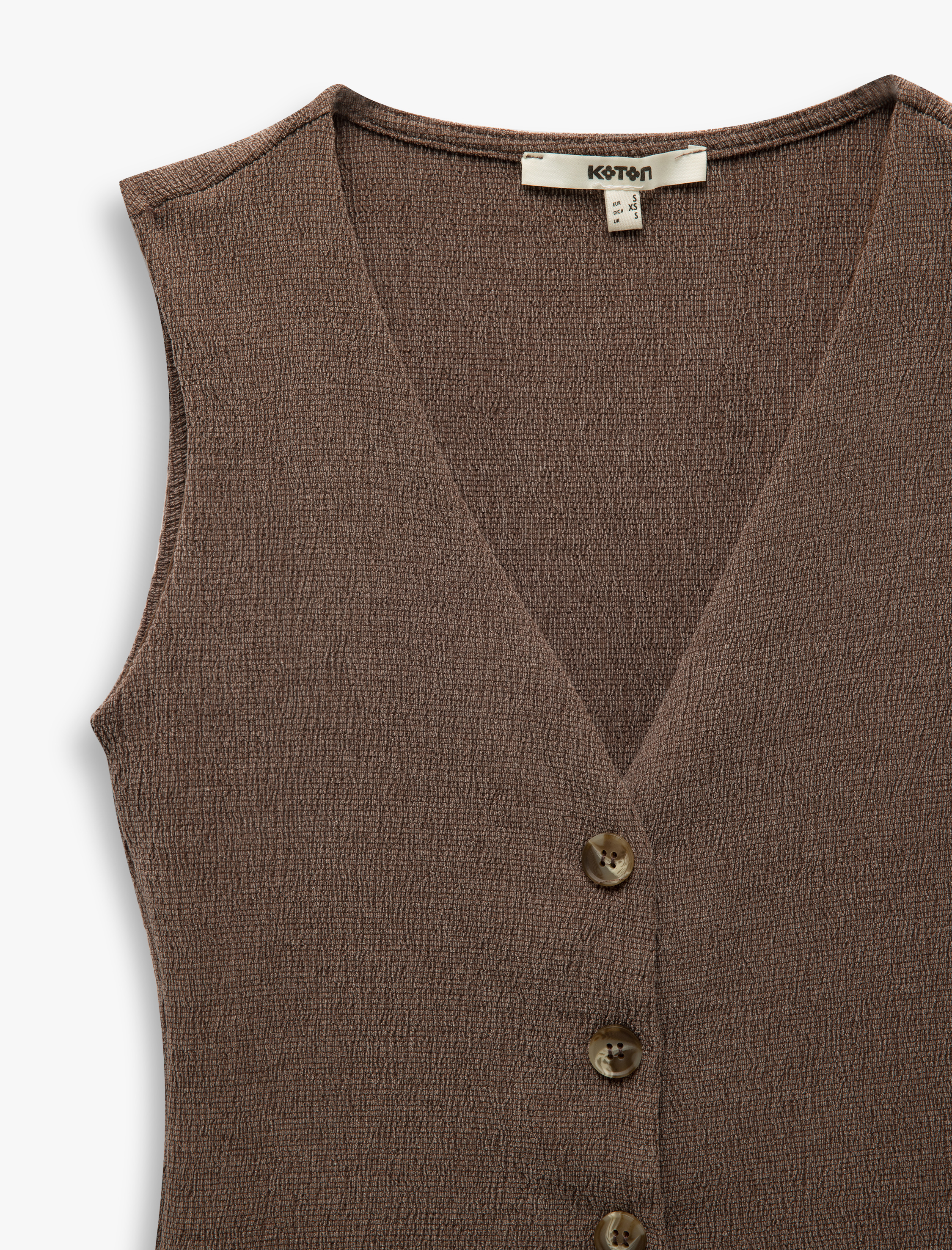 Slim Fit Kolsuz Düğmeli V Yaka Yelek