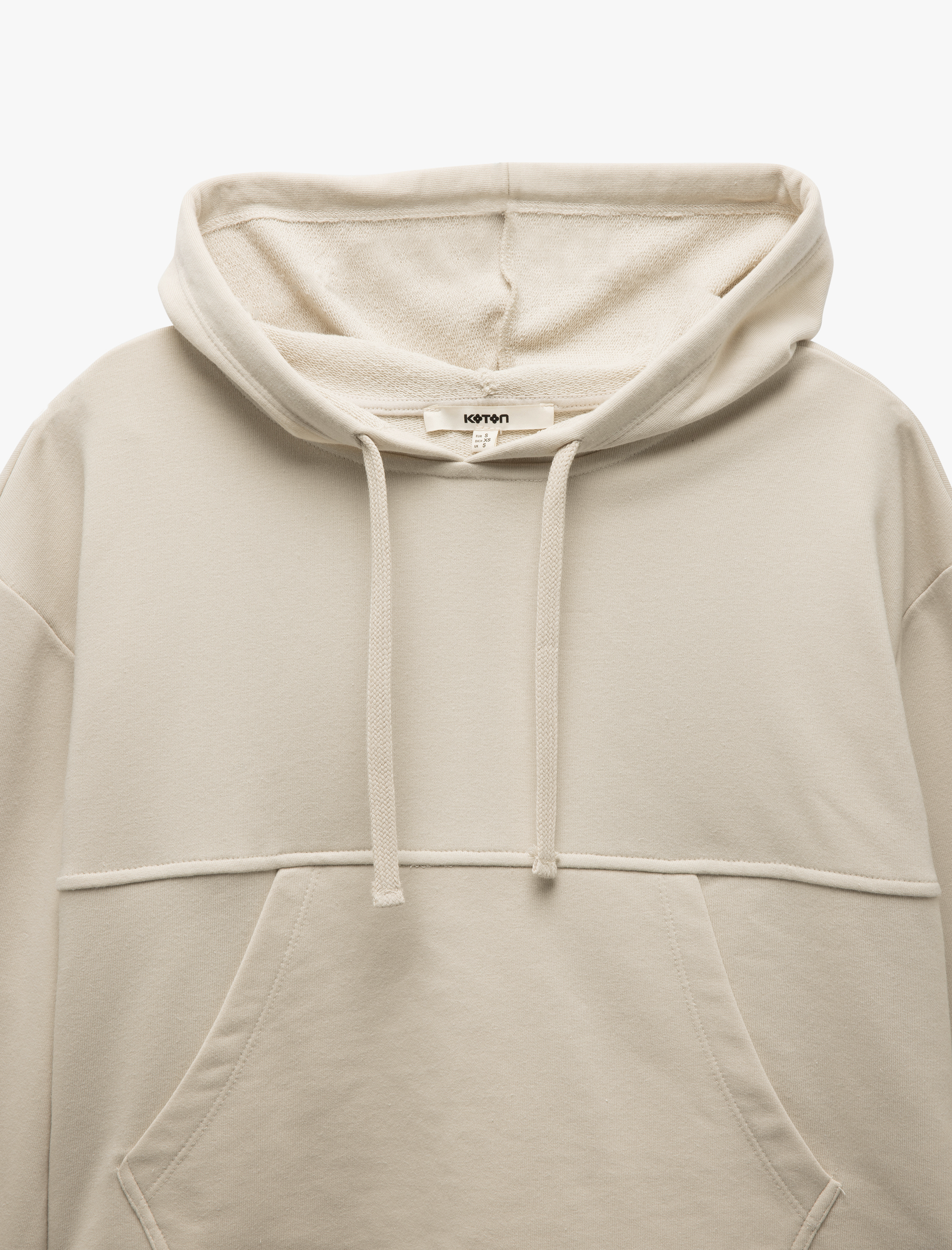 Üç İplik Cepli Uzun Kollu Kapüşonlu Sweatshirt