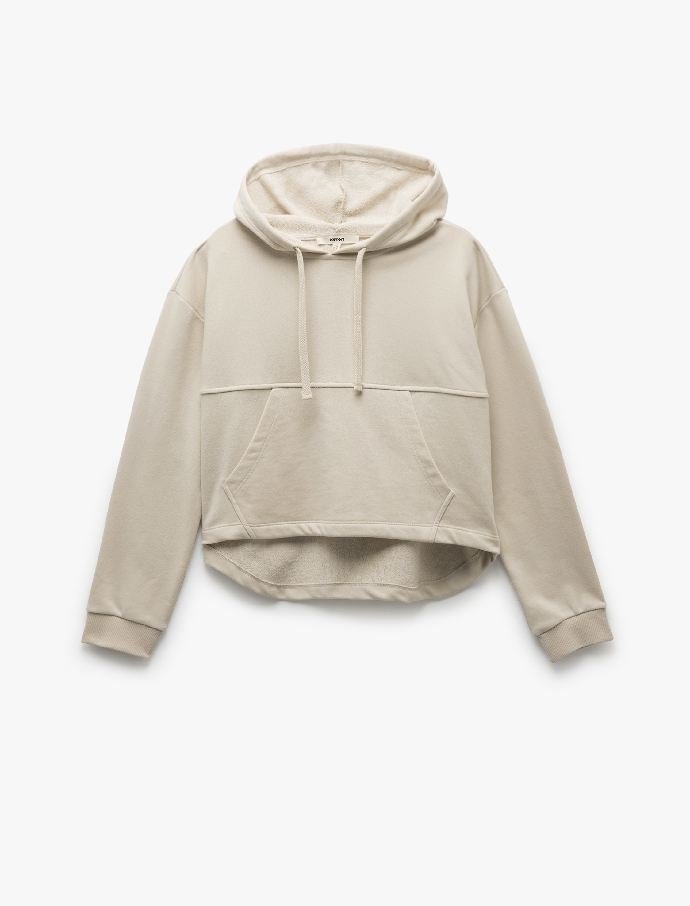 Üç İplik Cepli Uzun Kollu Kapüşonlu Sweatshirt