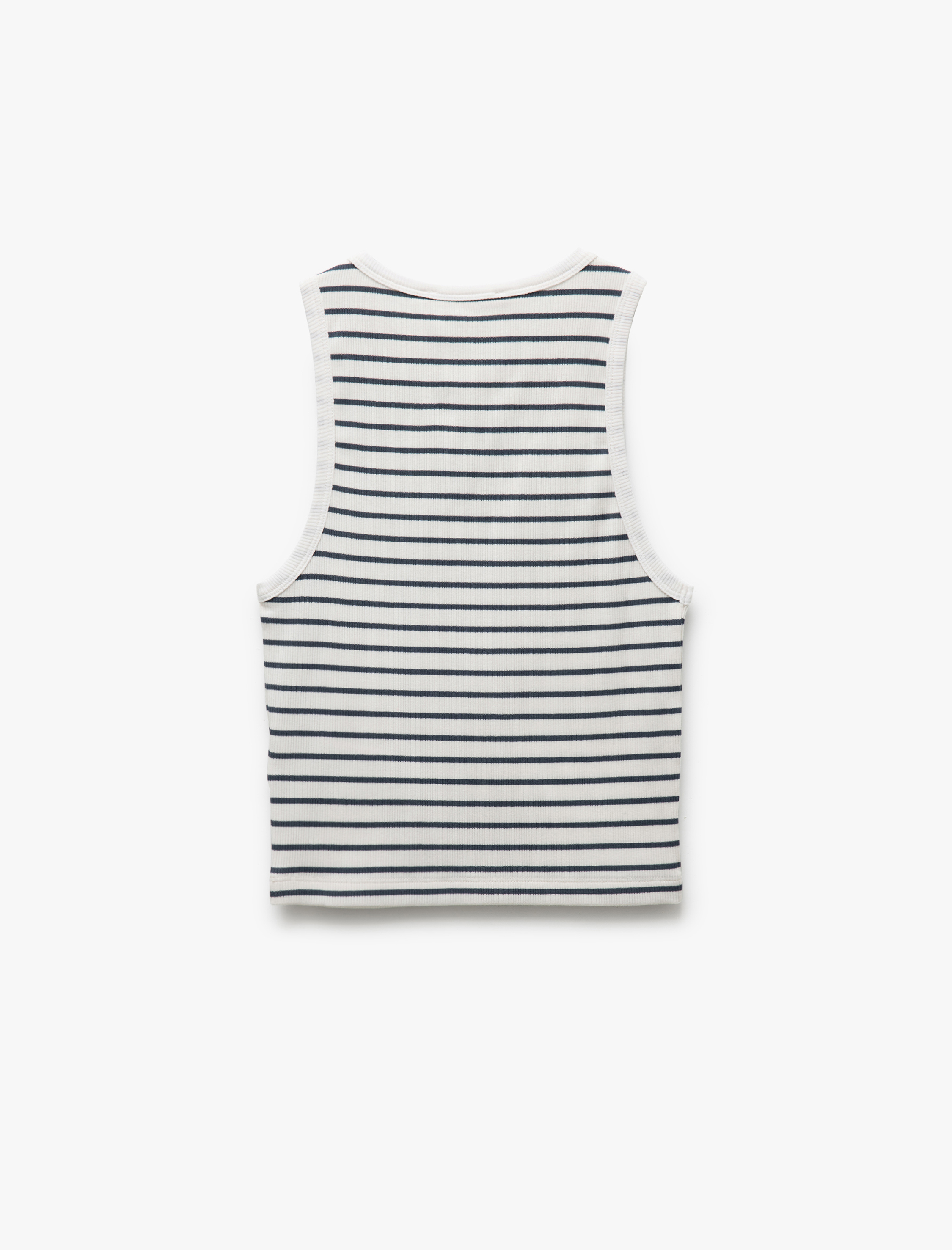   Pamuklu Kolsuz Bisiklet Yaka Fitilli Crop Atlet