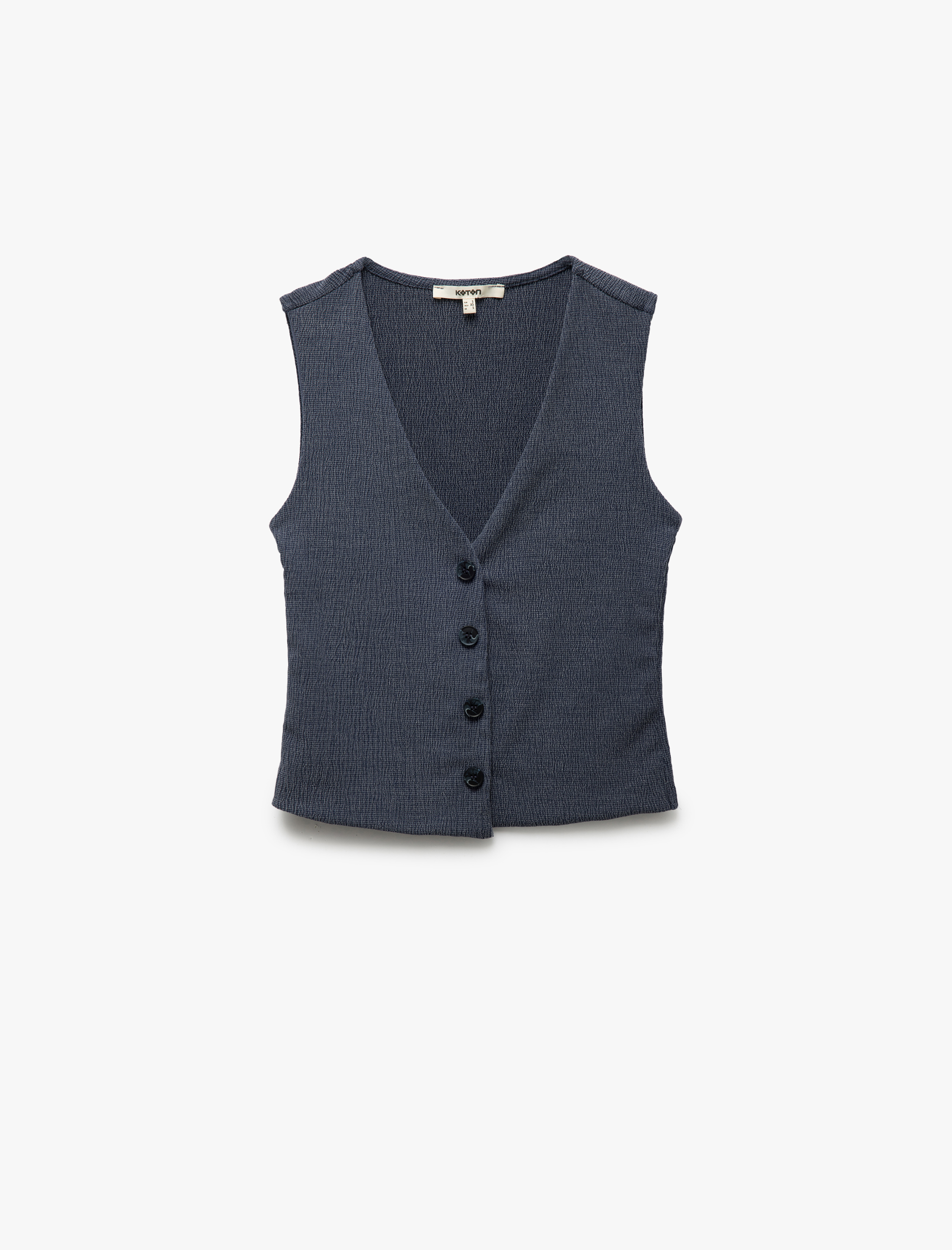   Slim Fit Kolsuz Düğmeli V Yaka Yelek