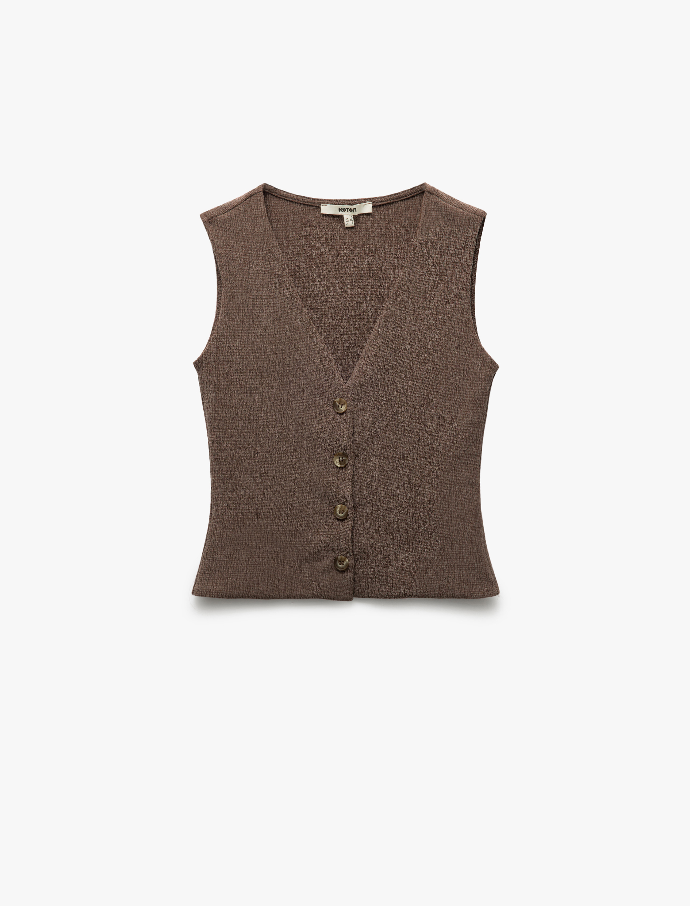Slim Fit Kolsuz Düğmeli V Yaka Yelek