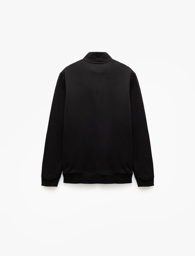 Yarım Fermuarlı İşlemeli Uzun Kollu Sweatshirt_3