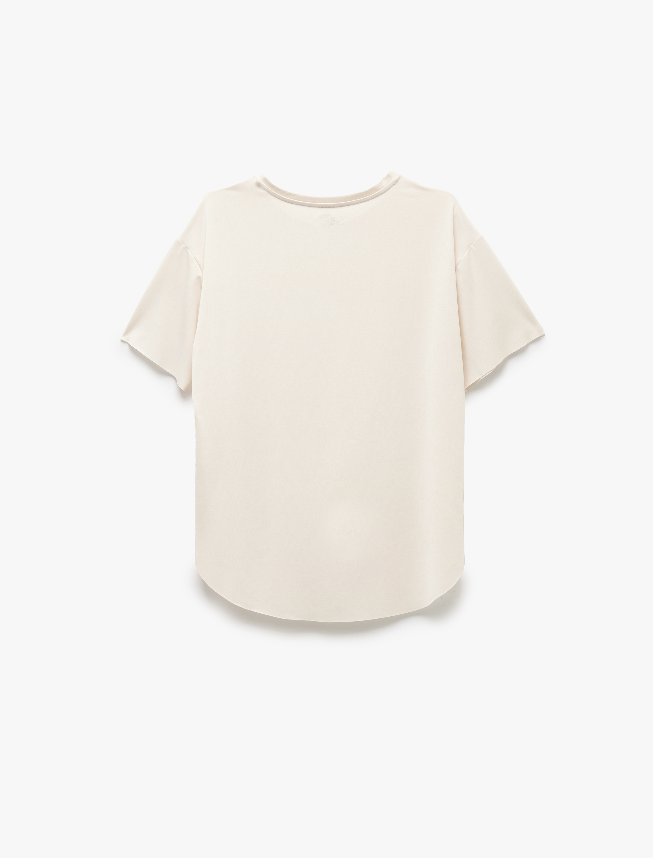   Yırtmaç Detaylı Bisiklet Yaka Baskılı Kısa Kollu Spor Tişört