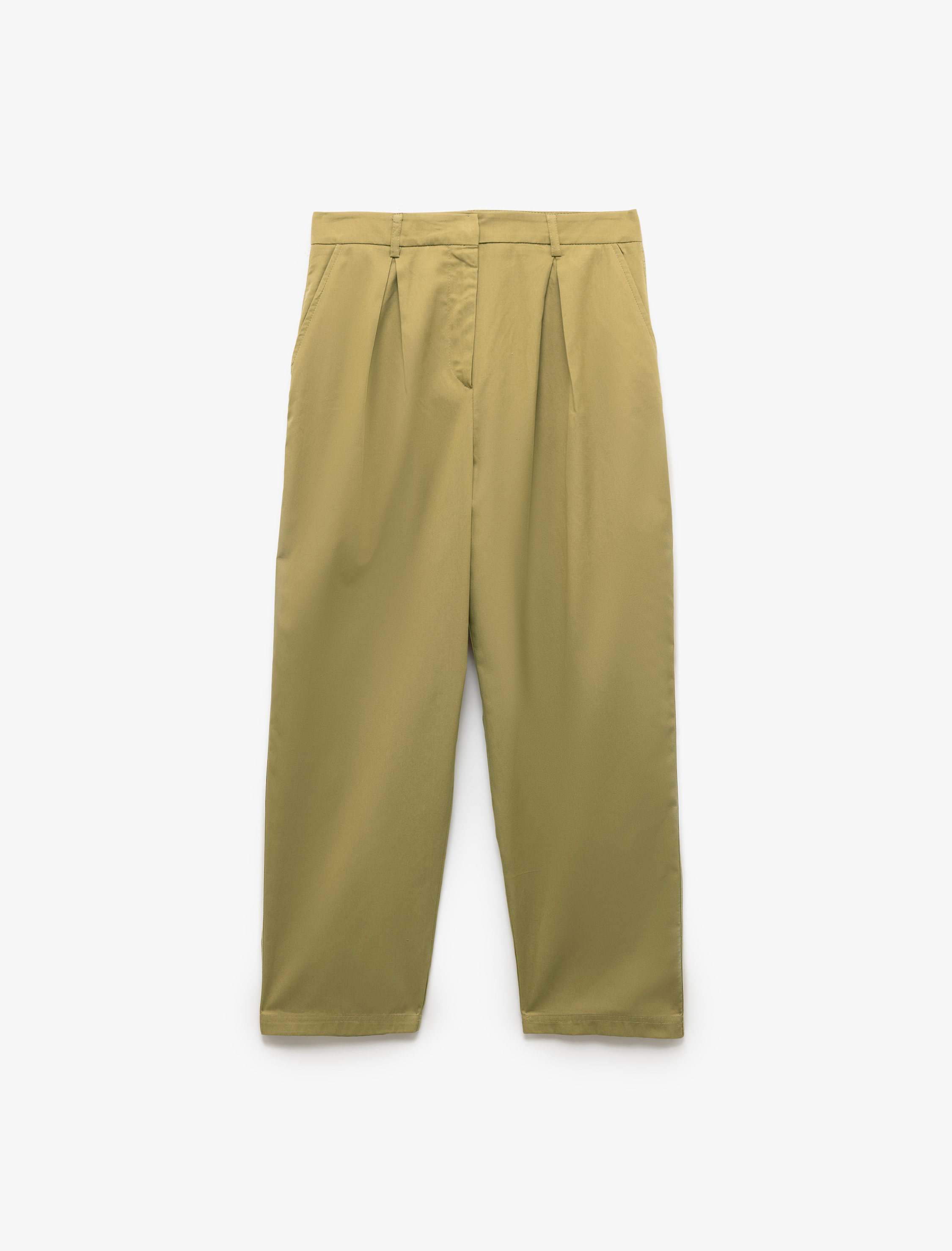 Cepli Pileli Pamuklu Havuç Kesim Poplin Kumaş Pantolon