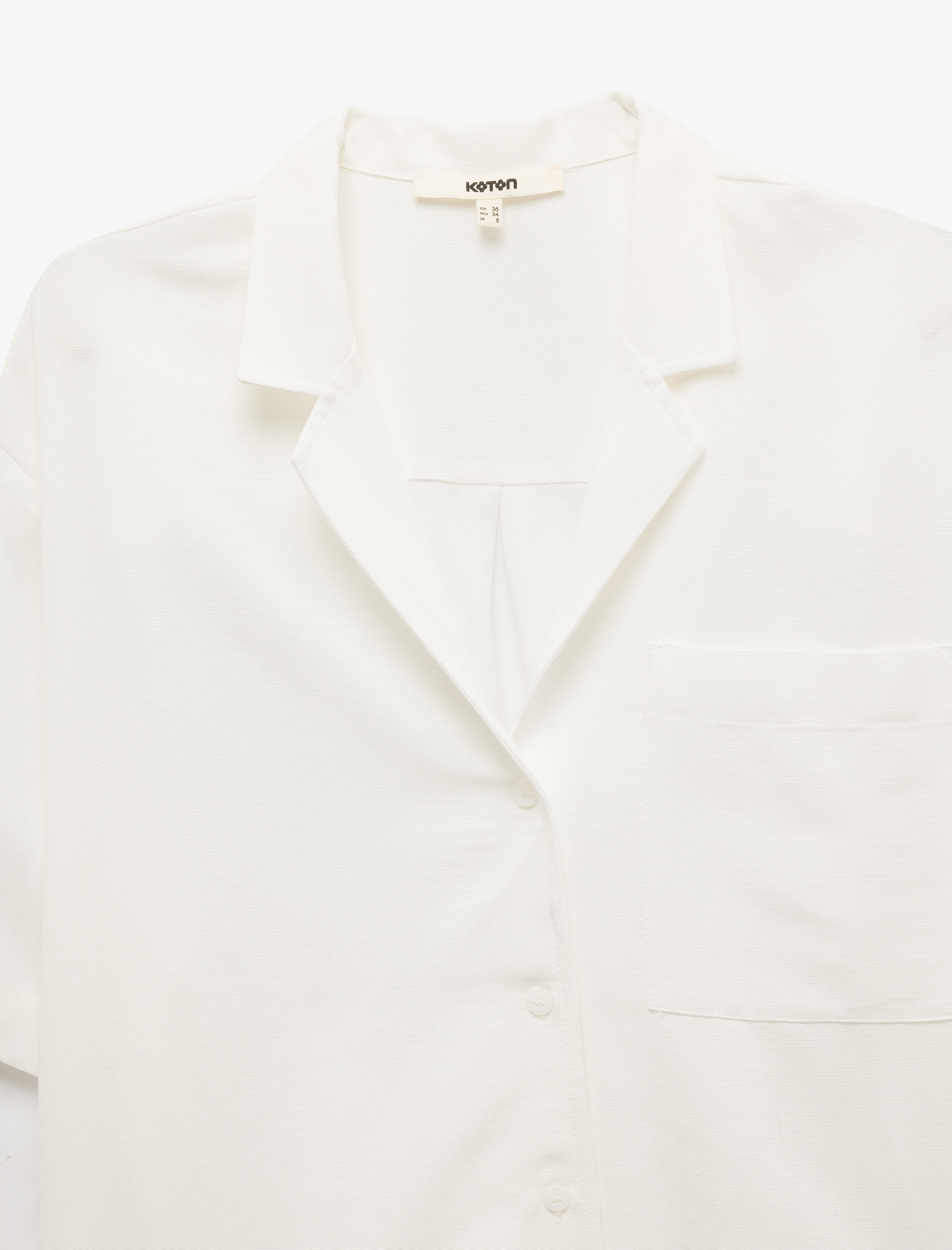 Viskon- Keten Karışımlı Cepli Kısa Kollu Oversize Gömlek