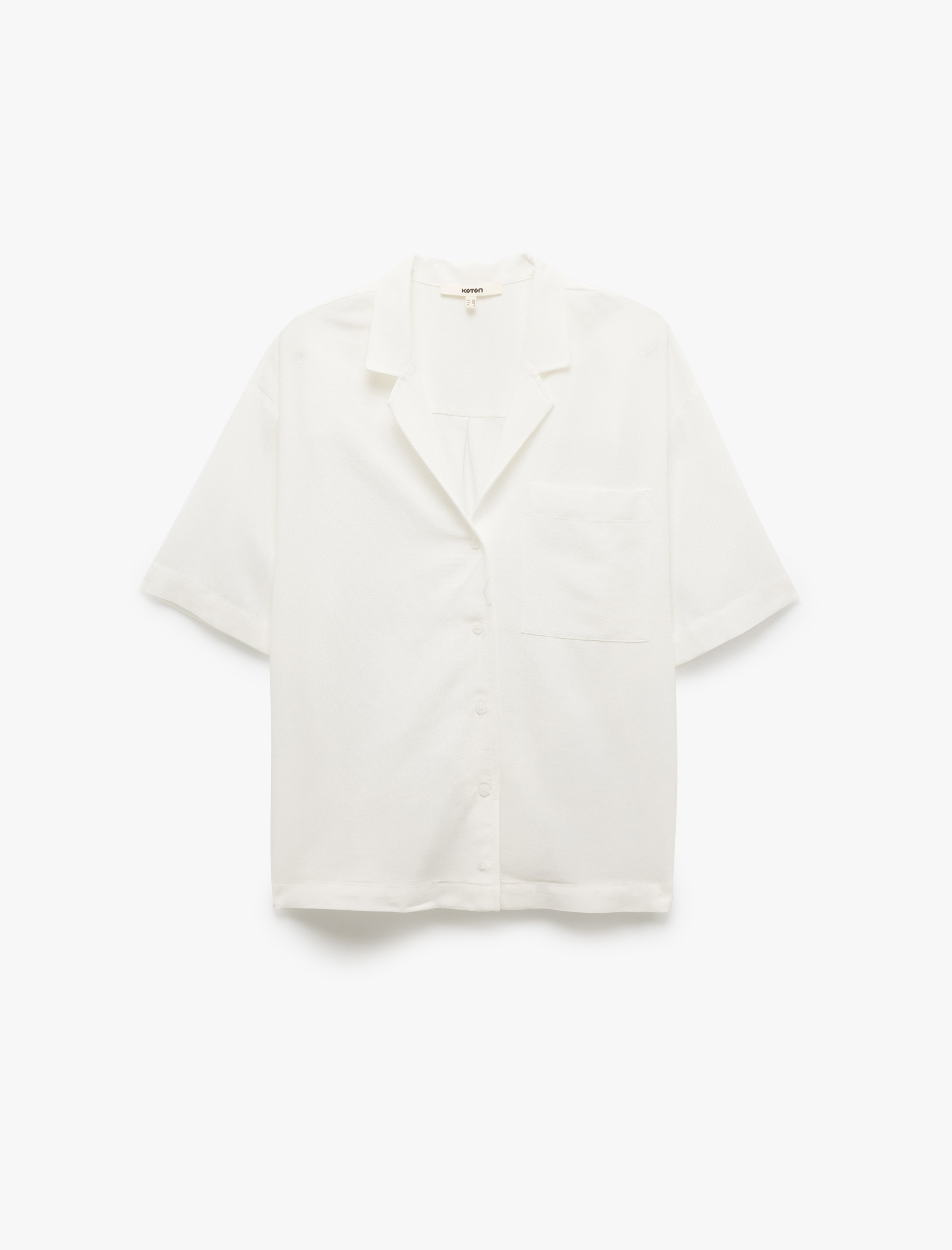 Viskon- Keten Karışımlı Cepli Kısa Kollu Oversize Gömlek