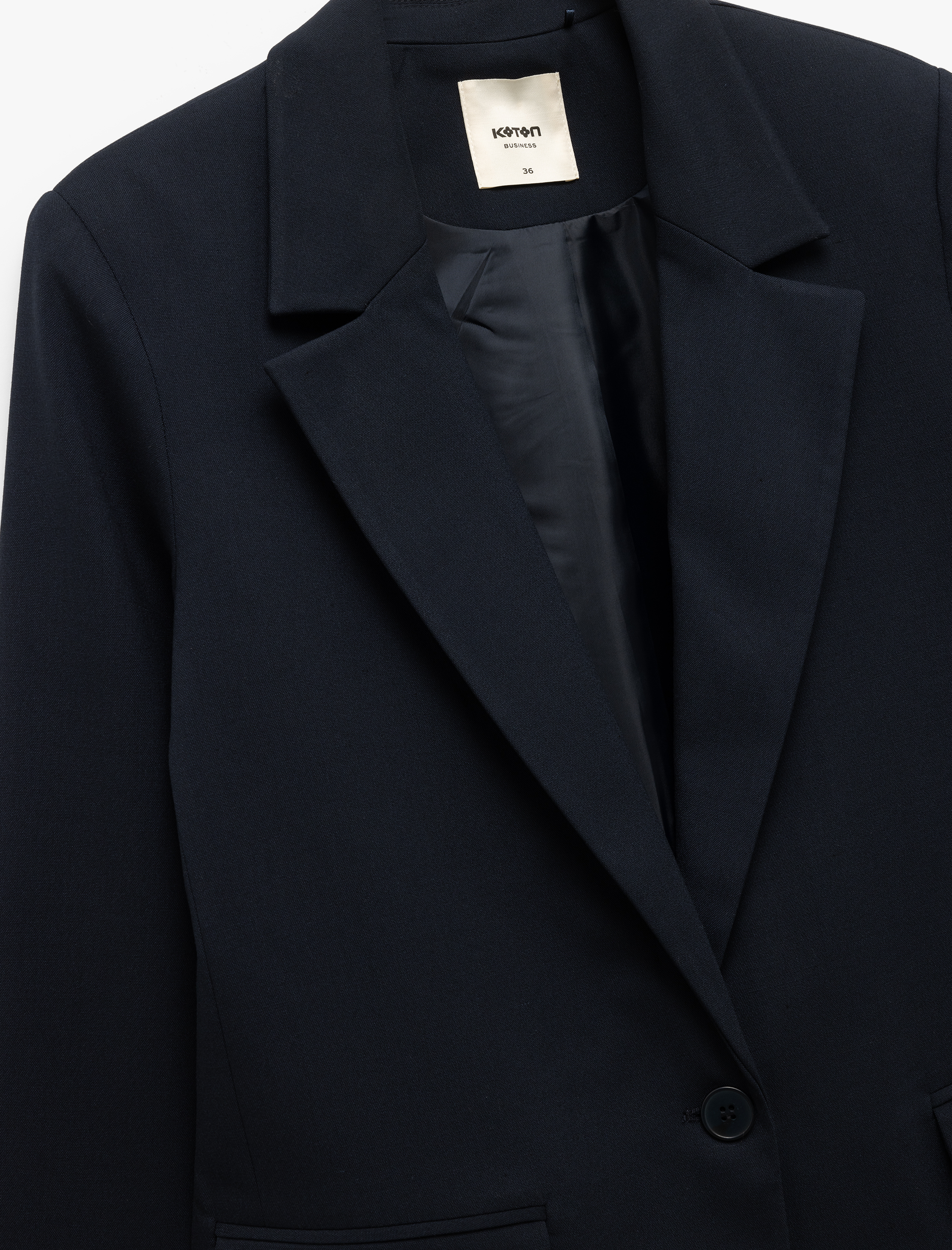   Düğmeli Cep Detaylı Viskon Karışımlı Blazer Ceket