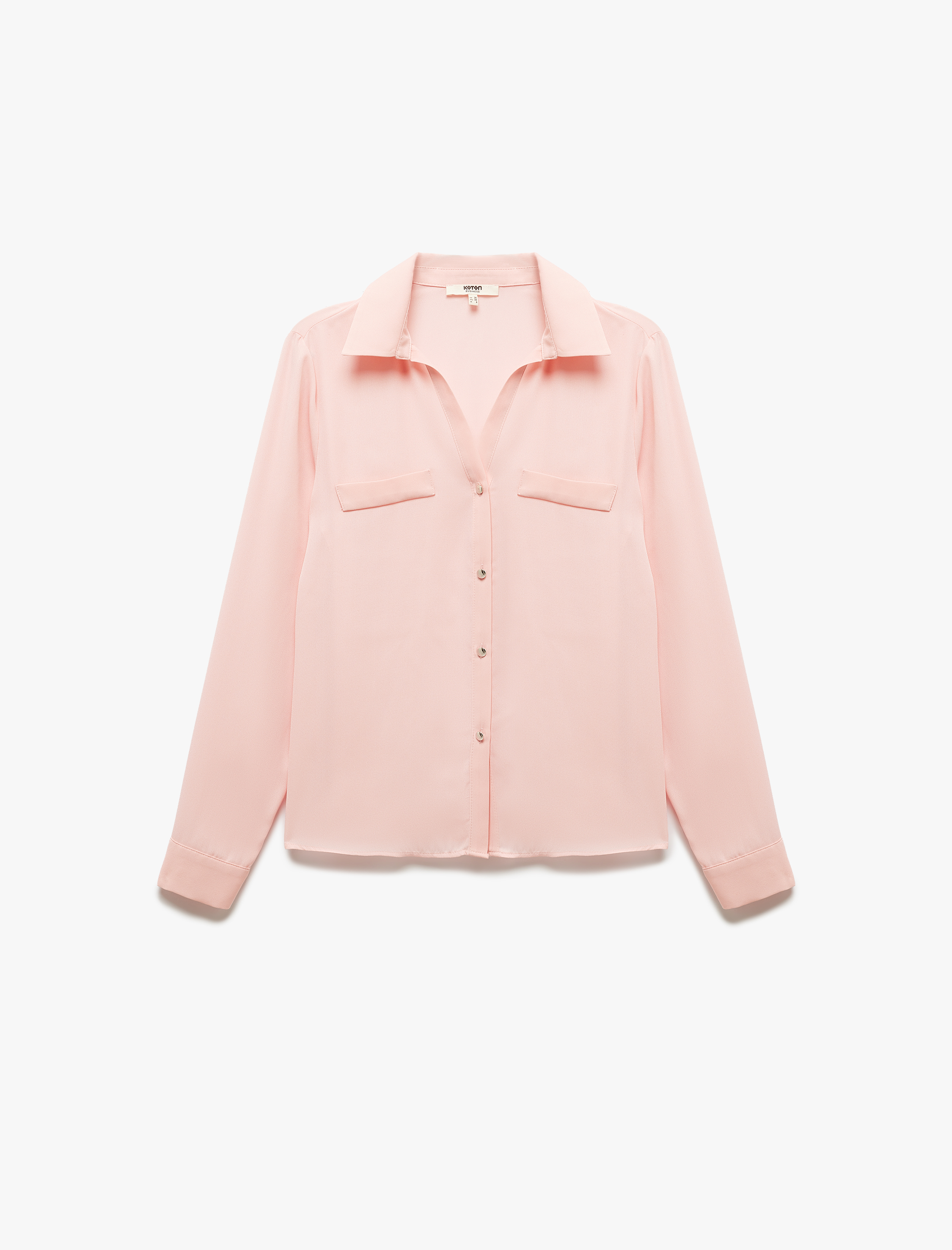   Klasik Yaka Düğmeli Krep Kumaş Uzun Kollu Gömlek