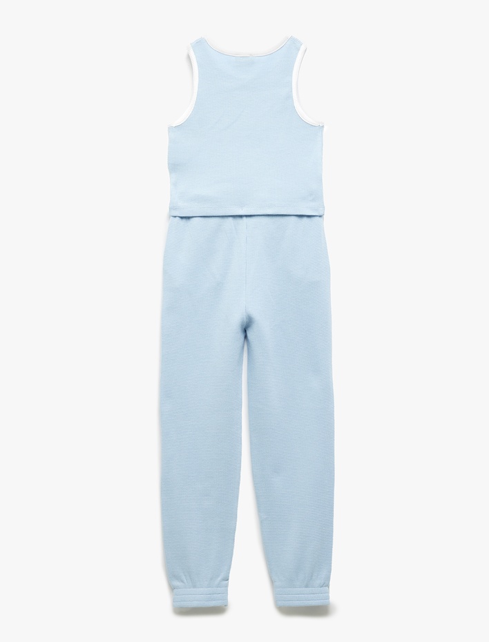 Kız Çocuk Pamuklu Bisiklet Yaka Askılı Atlet ve Eşofman Altı 2'li Set