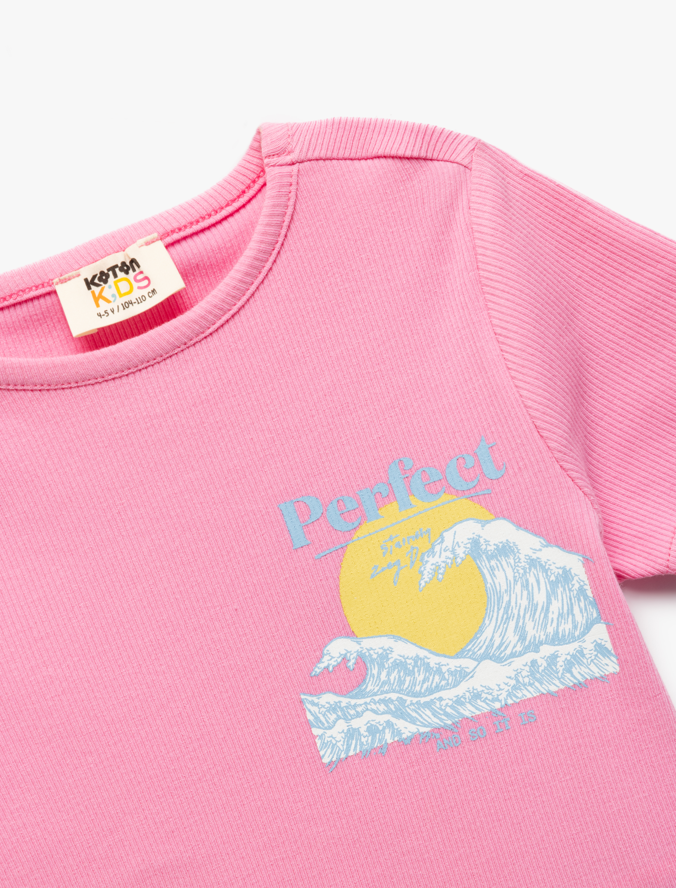  Kız Çocuk Pamuklu Kısa Kollu Bisiklet Yaka Kaşkorse Baskılı Tişört