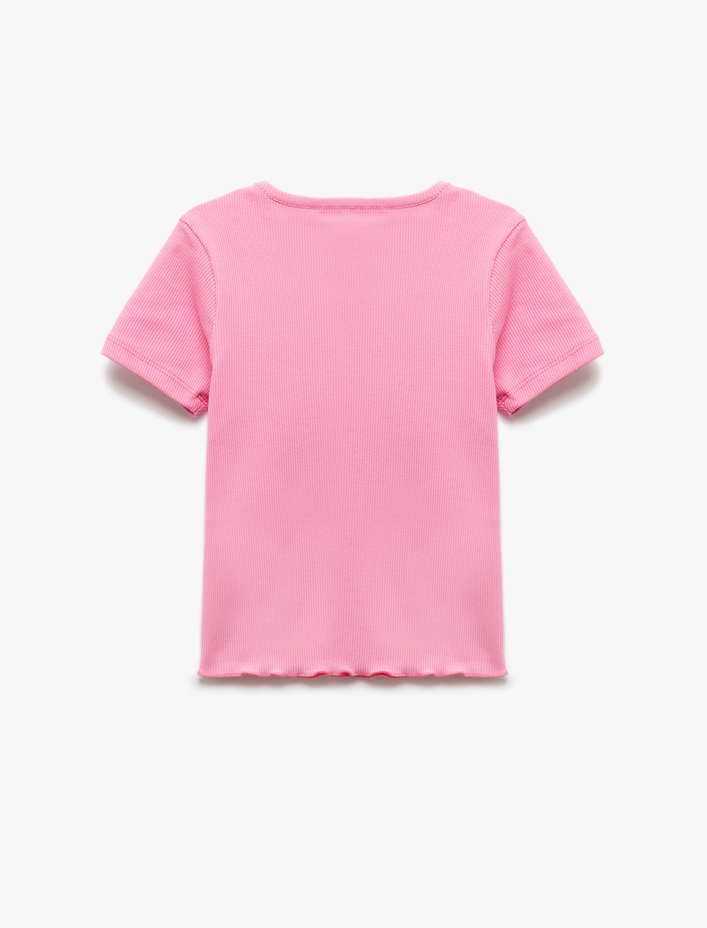  Kız Çocuk Pamuklu Kısa Kollu Bisiklet Yaka Kaşkorse Baskılı Tişört