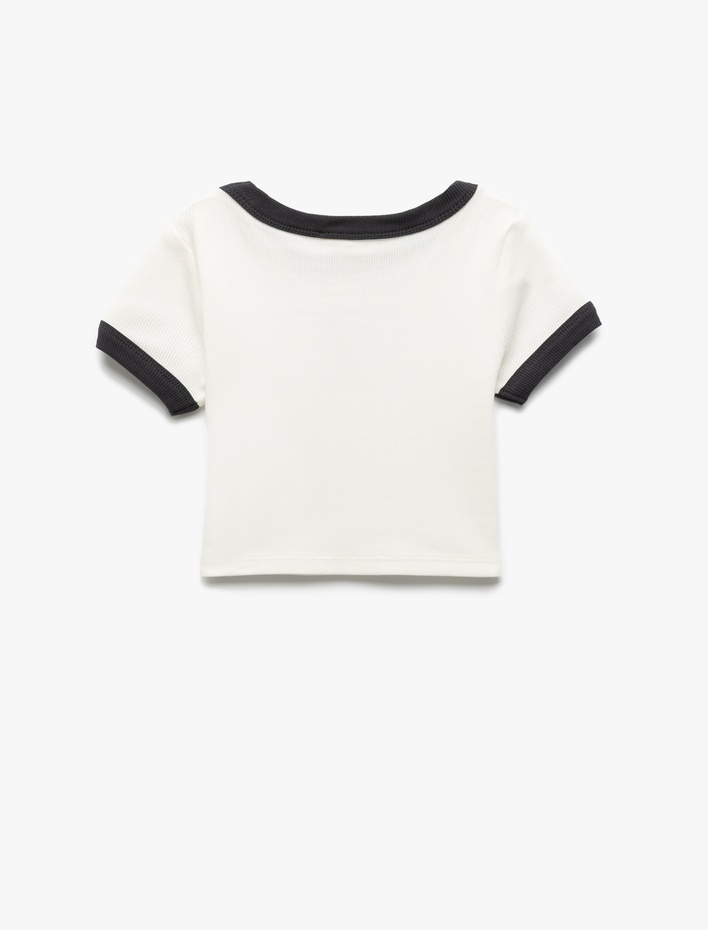 Kız Çocuk Pamuklu Kısa Kollu Bisiklet Yaka Kaşkorse Baskılı Tişört