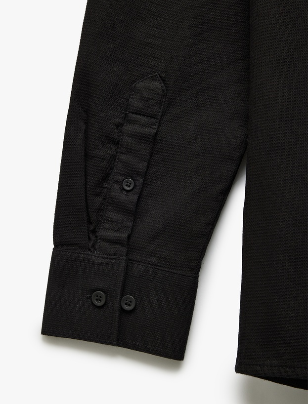 Pamuklu Slim Fit Uzun Kollu İtalyan Yaka Gömlek_3