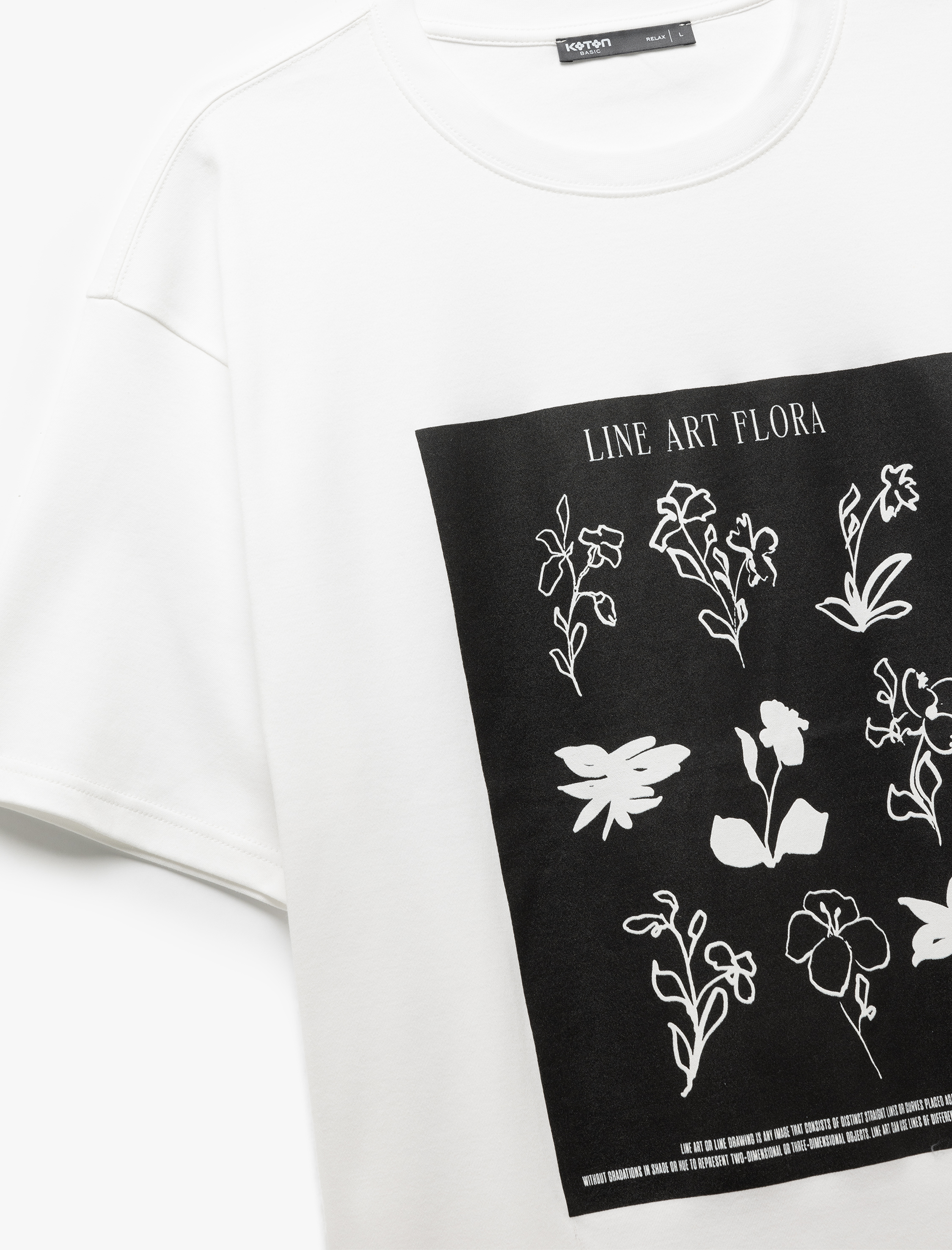   Kısa Kollu Pamuklu Tok Kumaş Bisiklet Yaka Çiçek Baskılı Oversize Tişört