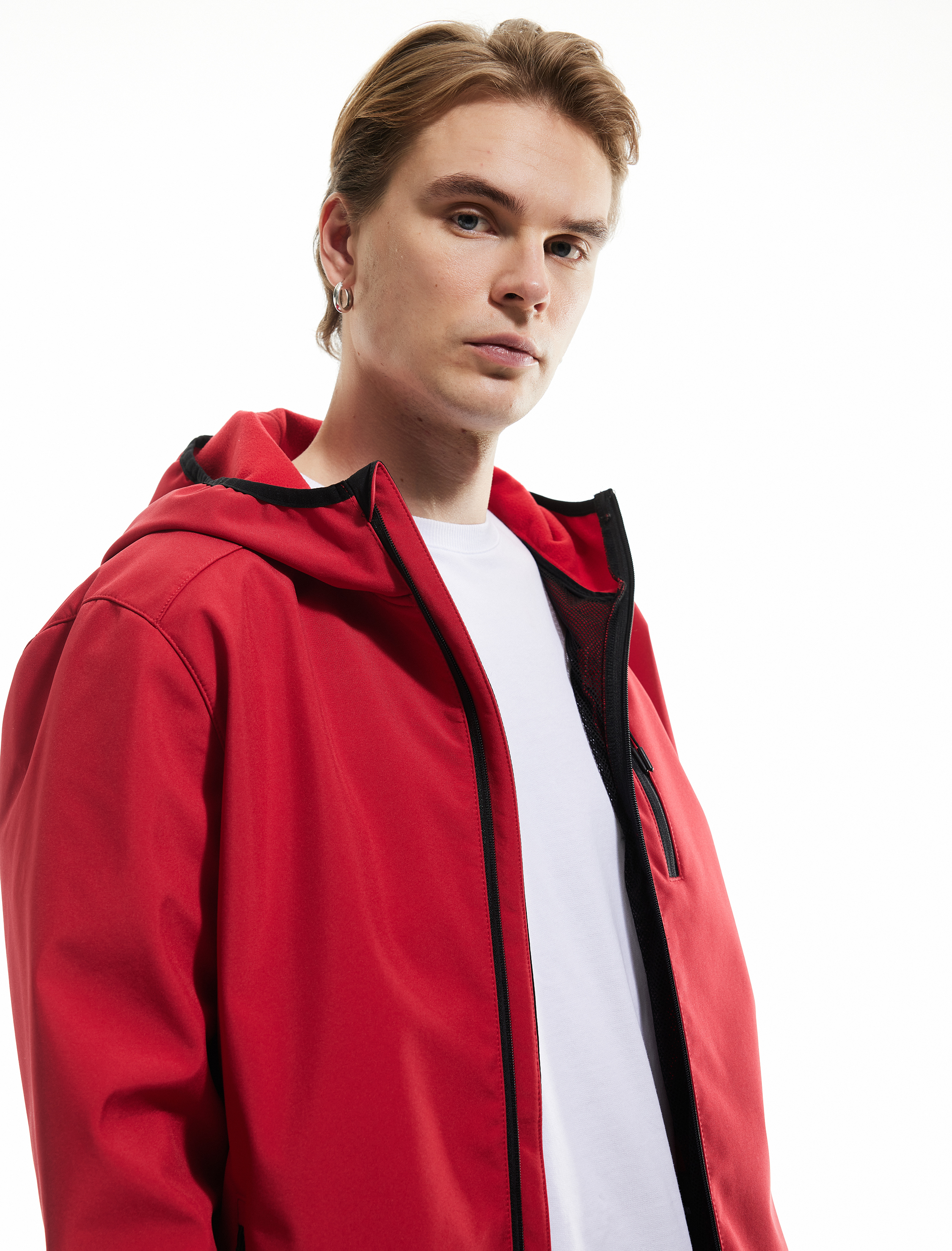   Fermuarlı Cepli Uzun Kollu Slim Fit Kapşonlu Mevsimlik Ceket