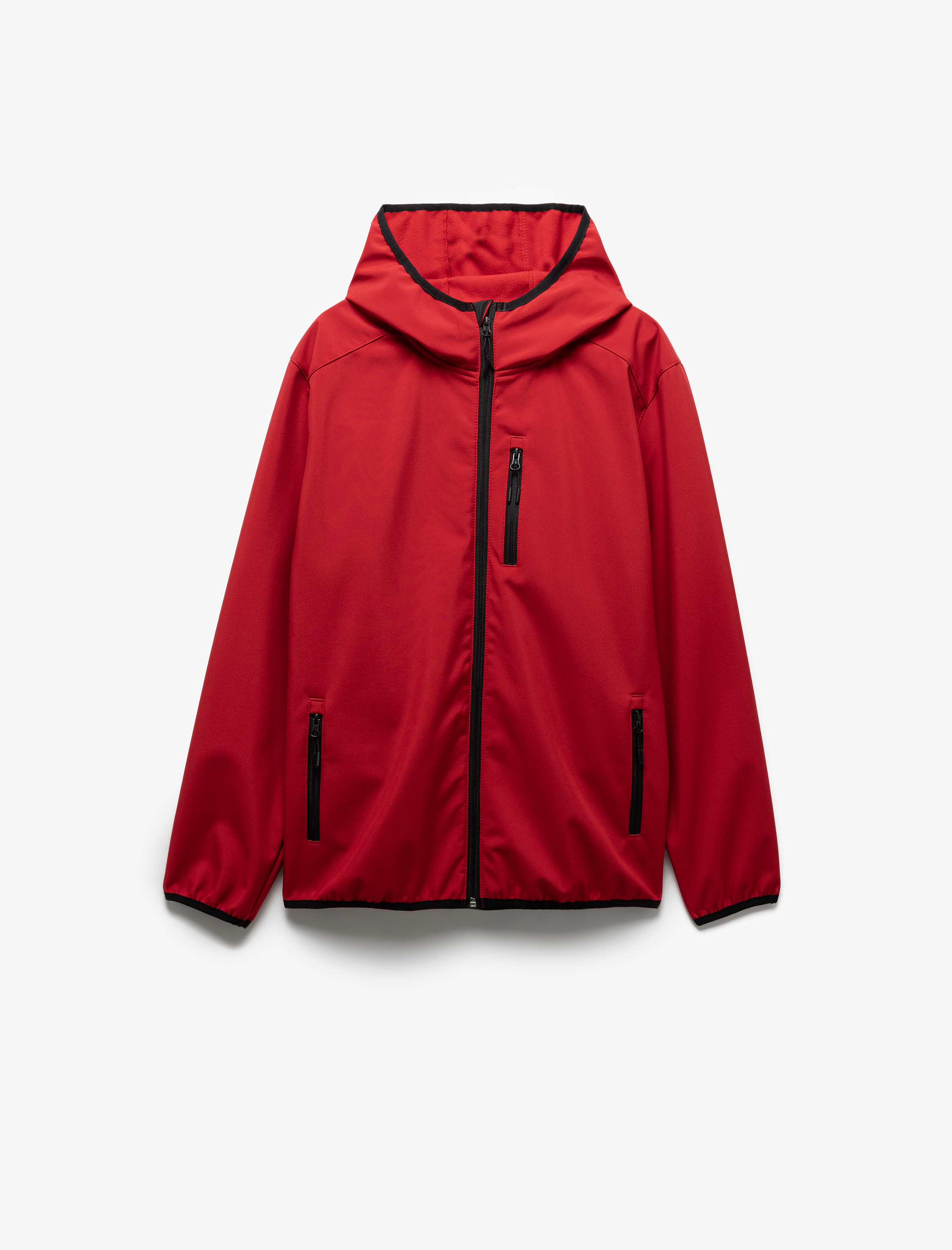   Fermuarlı Cepli Uzun Kollu Slim Fit Kapşonlu Mevsimlik Ceket