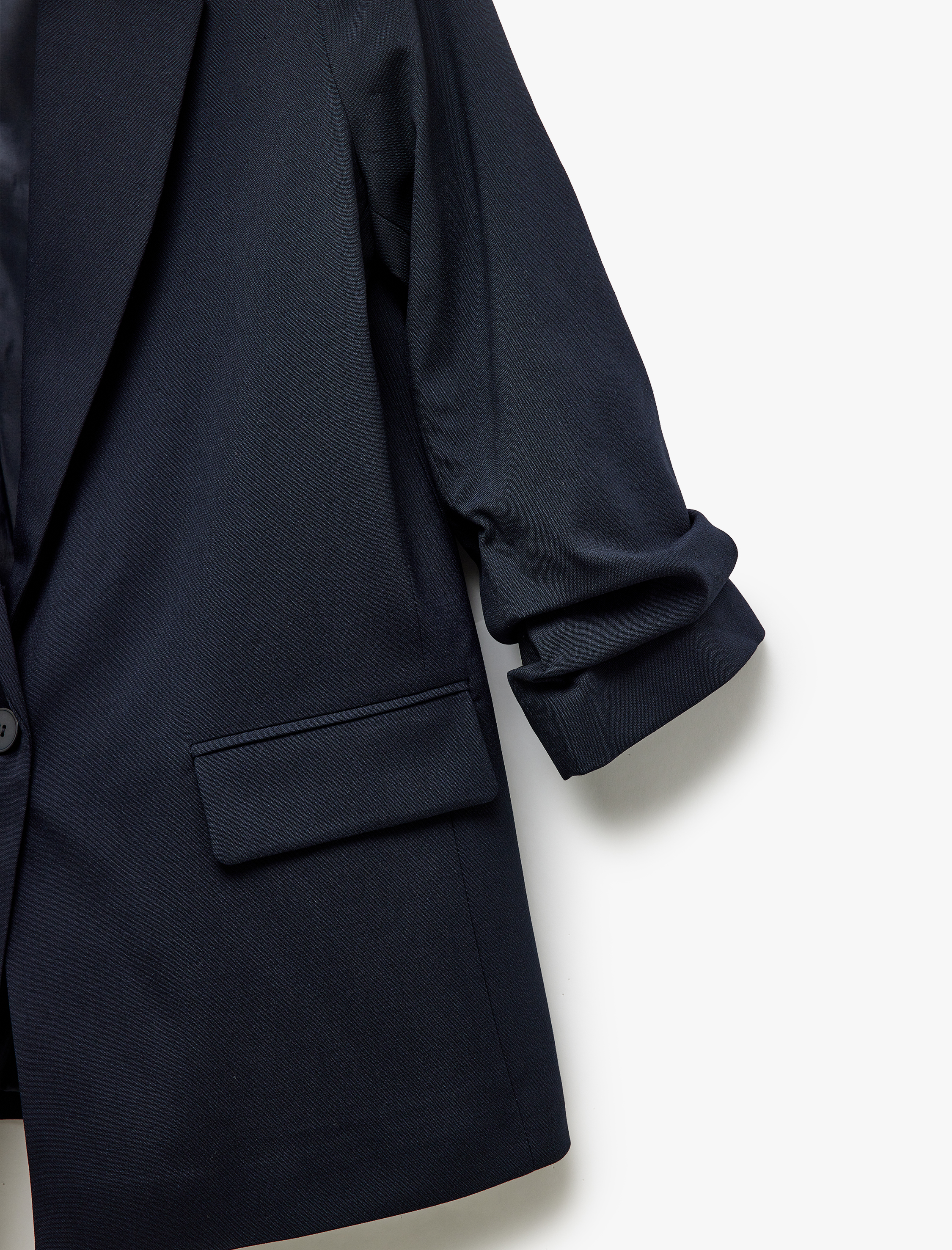   Düğmeli Viskon Karışımlı Cep Detaylı Spor Blazer Ceket