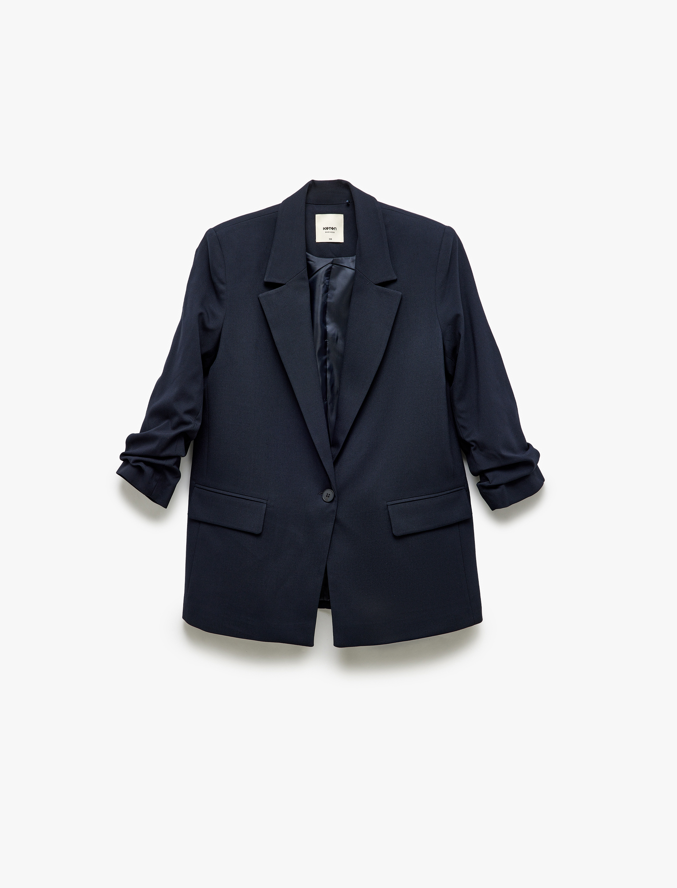   Düğmeli Viskon Karışımlı Cep Detaylı Spor Blazer Ceket