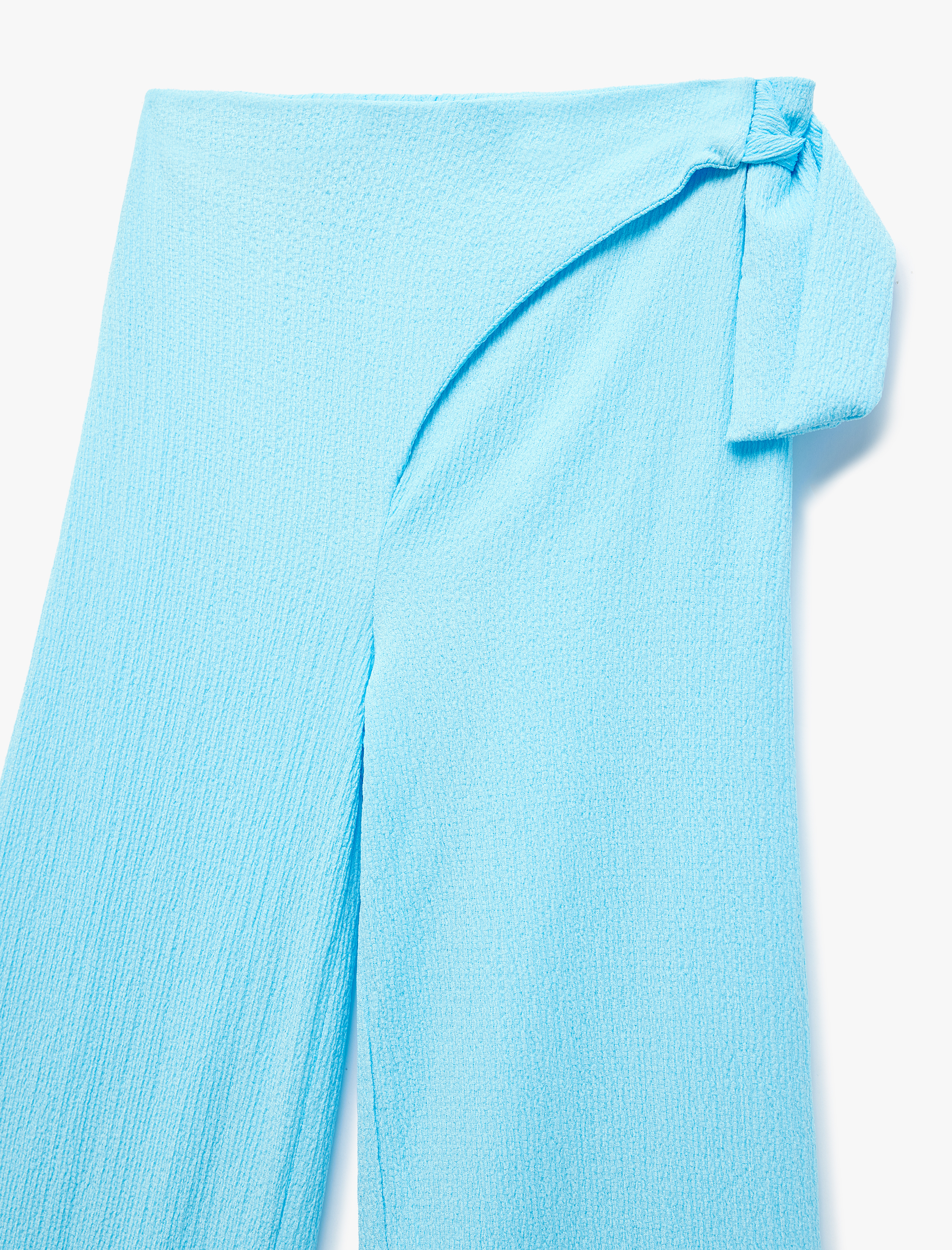  Kız Çocuk Bağlama Detaylı Basic Bol Paça Pantolon