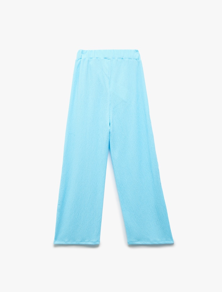 Kız Çocuk Bağlama Detaylı Basic Bol Paça Pantolon