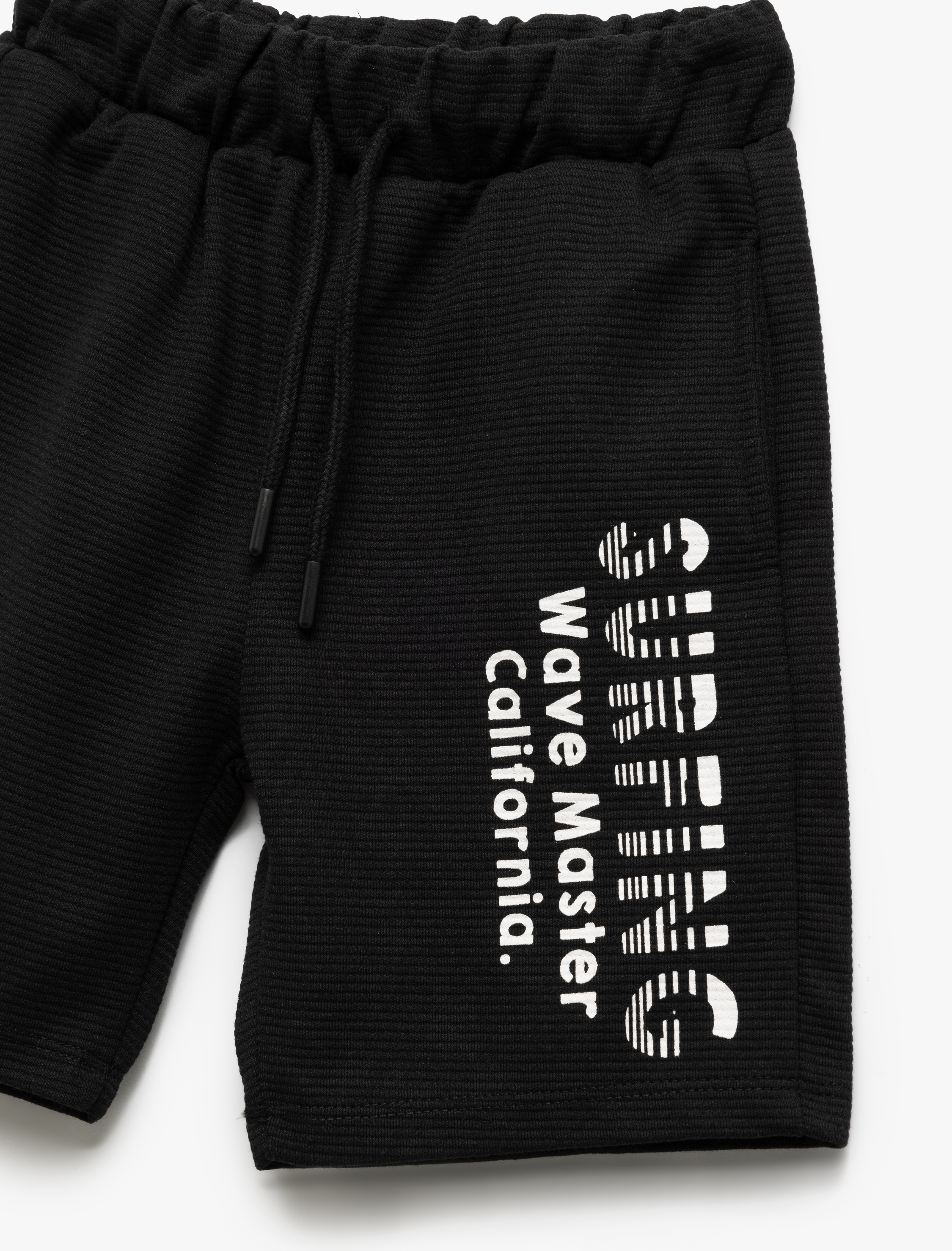  Erkek Çocuk Slogan Baskılı Şort Beli Bağlamalı Cep Detaylı