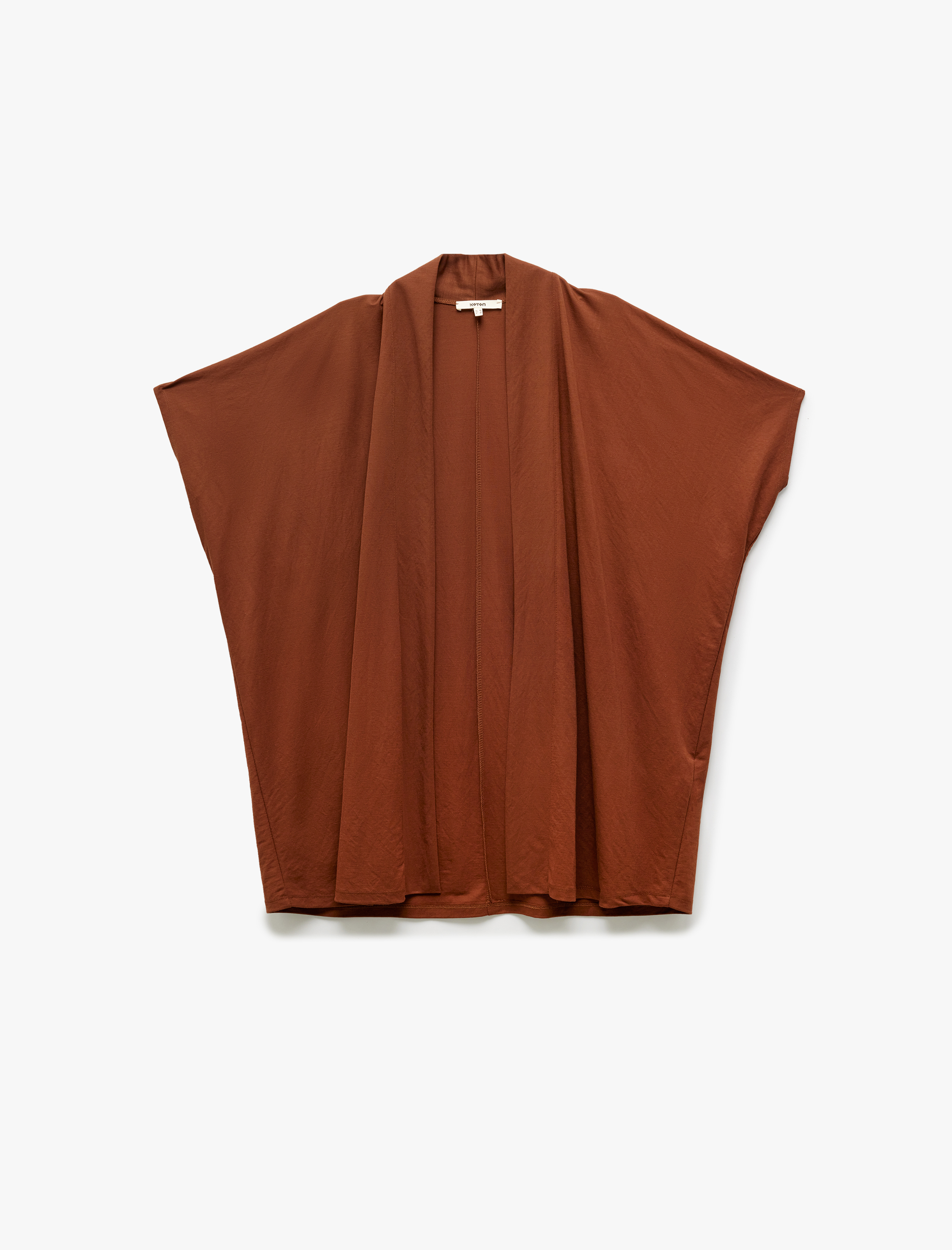   Viskon Kumaş Karışımlı Kısa Kollu Rahat Kalıp Kimono Ceket