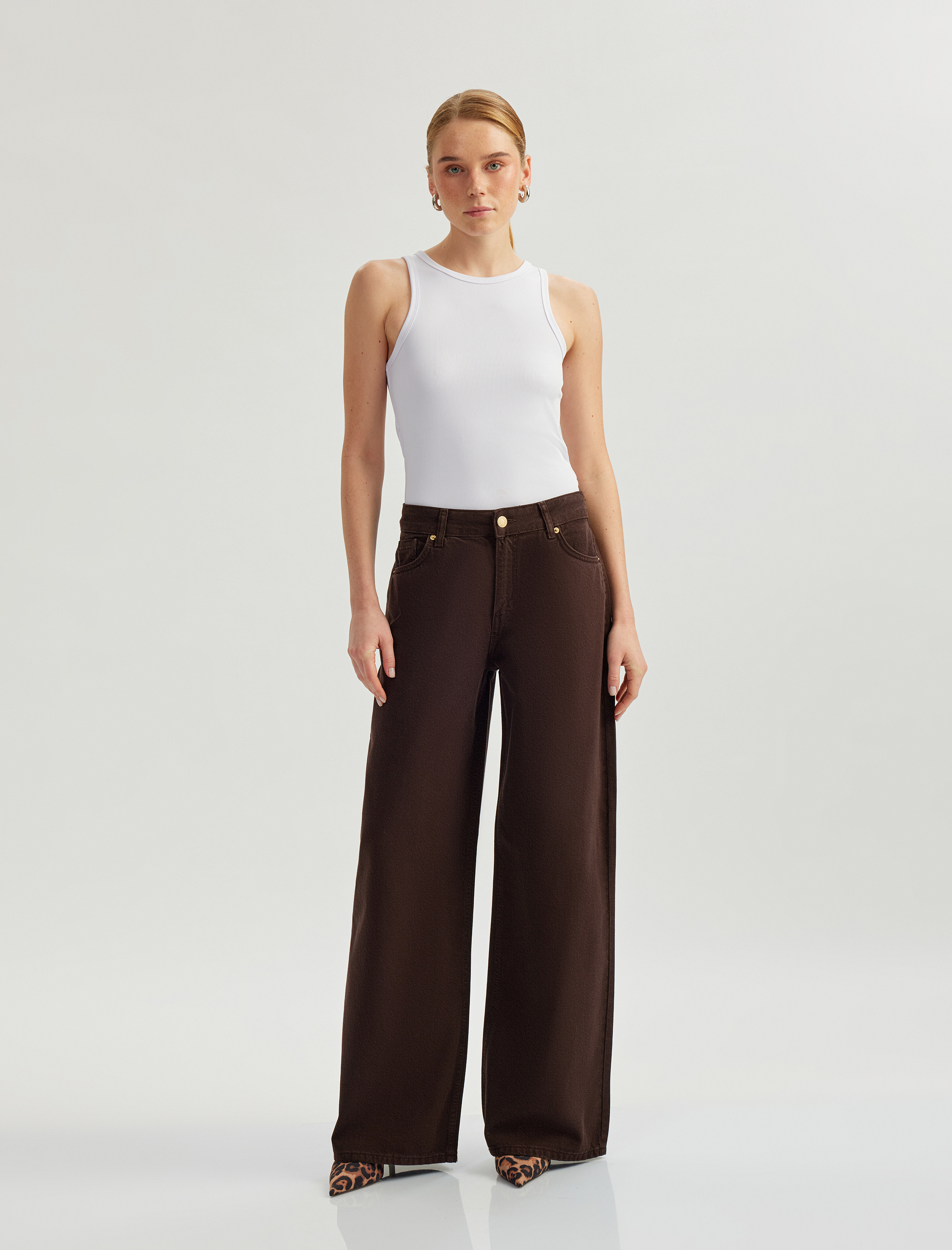 Bol Kalıp Geniş Paça Cepli Denim Pantolon - Loose Straight Fit Jean