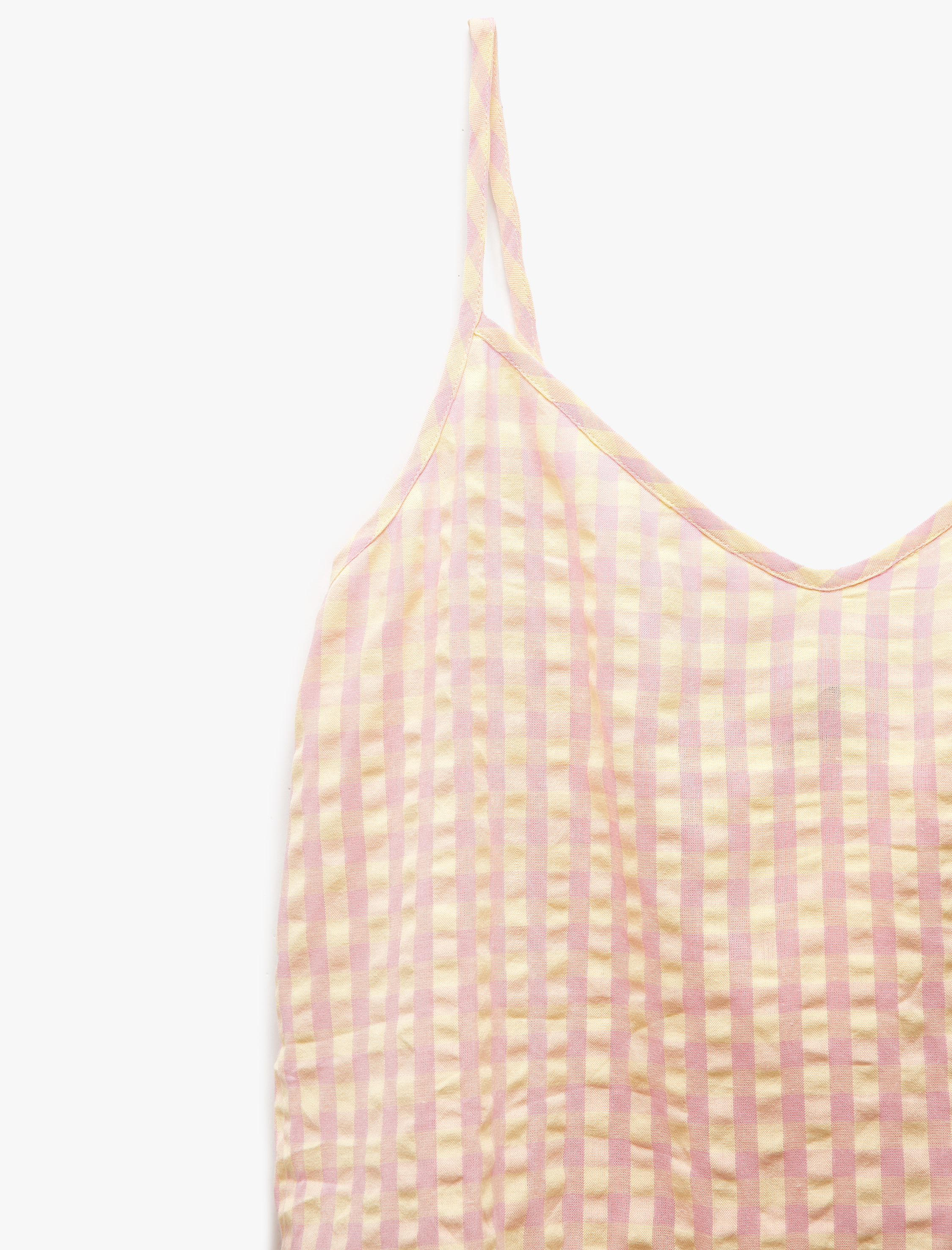   Rahat Kalıp V Yaka Pötikareli Askılı Fırfırlı Pijama Üstü