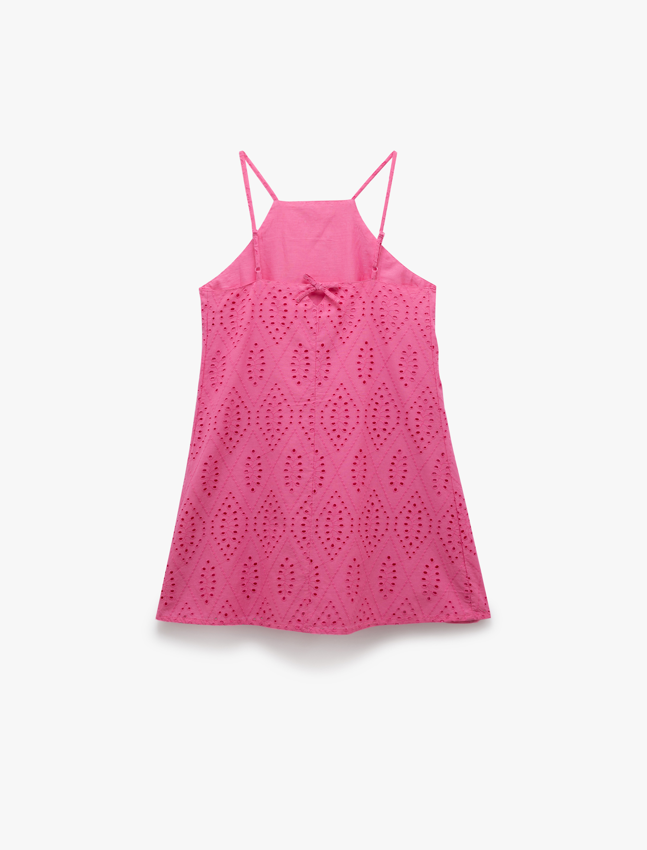 Pamuklu A Kesim Mini Halter Yaka İnce Askılı Fisto Elbise