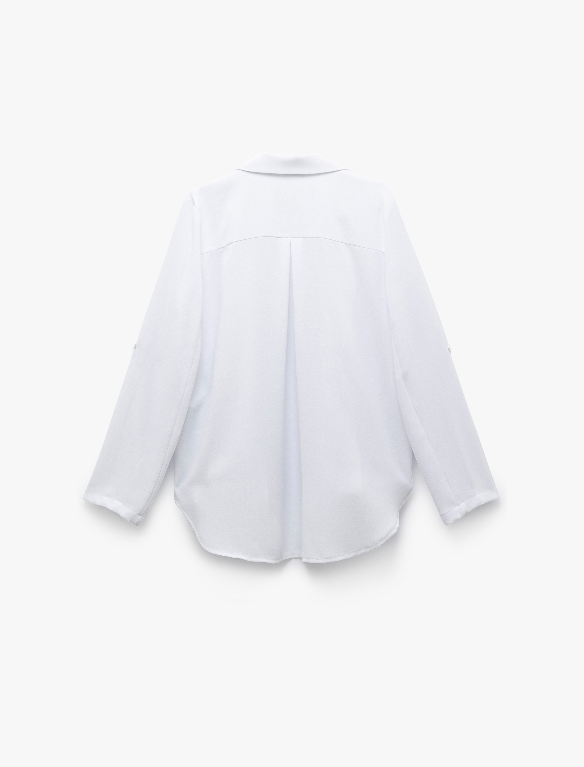   Katlama Detaylı Krep Kumaş 3/4 Kol Kruvaze Uzun Oversize Blazer Ceket