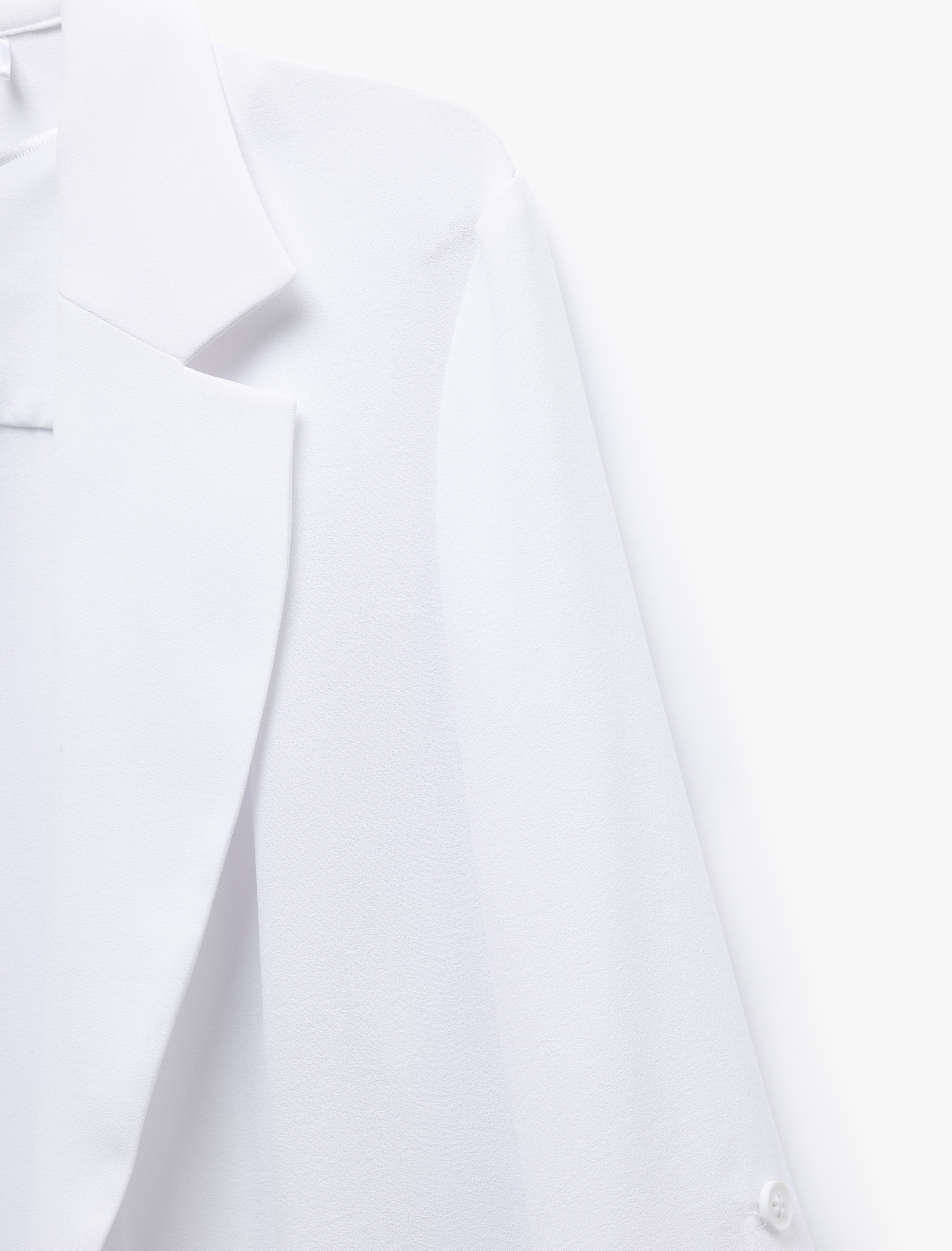   Katlama Detaylı Krep Kumaş 3/4 Kol Kruvaze Uzun Oversize Blazer Ceket