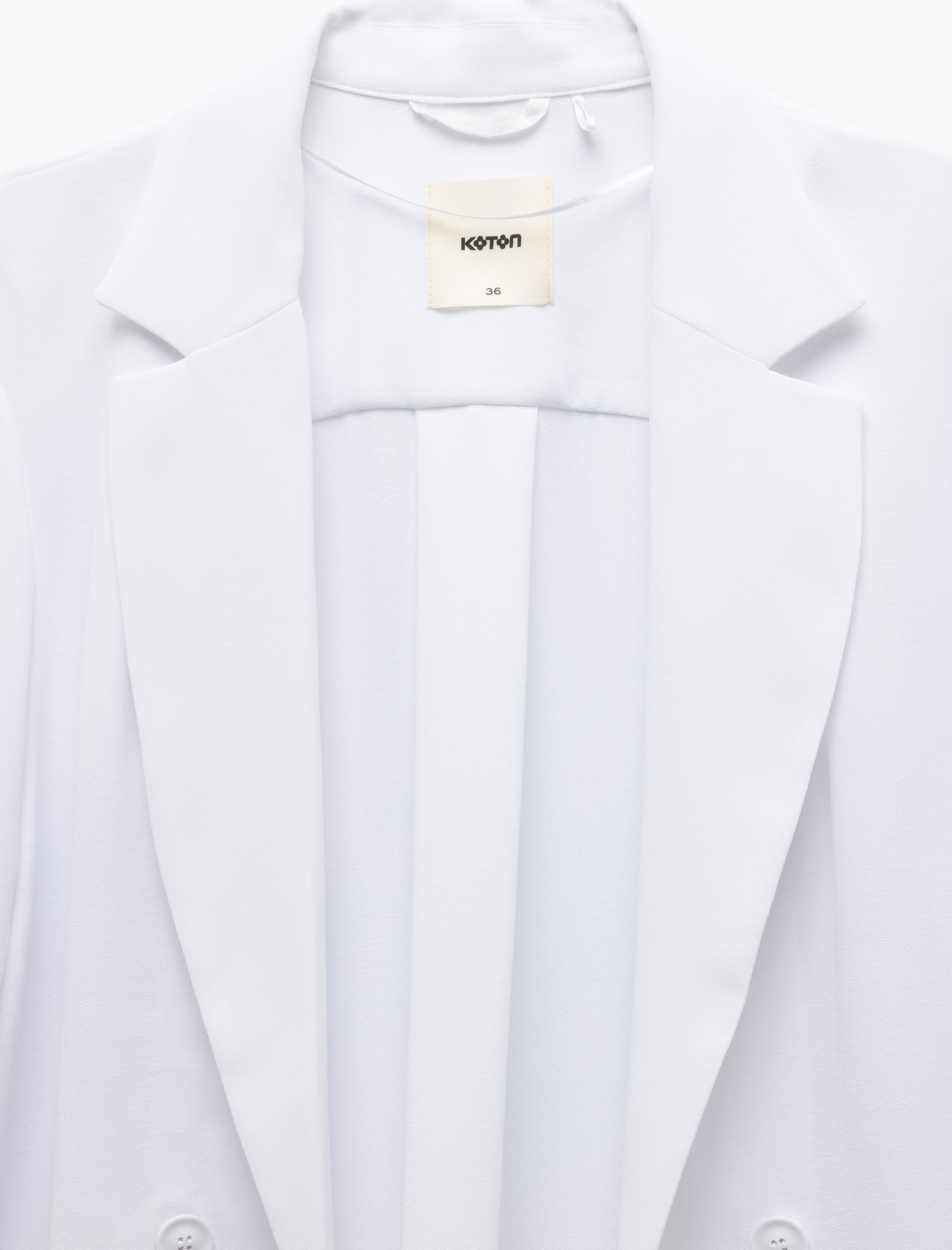   Katlama Detaylı Krep Kumaş 3/4 Kol Kruvaze Uzun Oversize Blazer Ceket