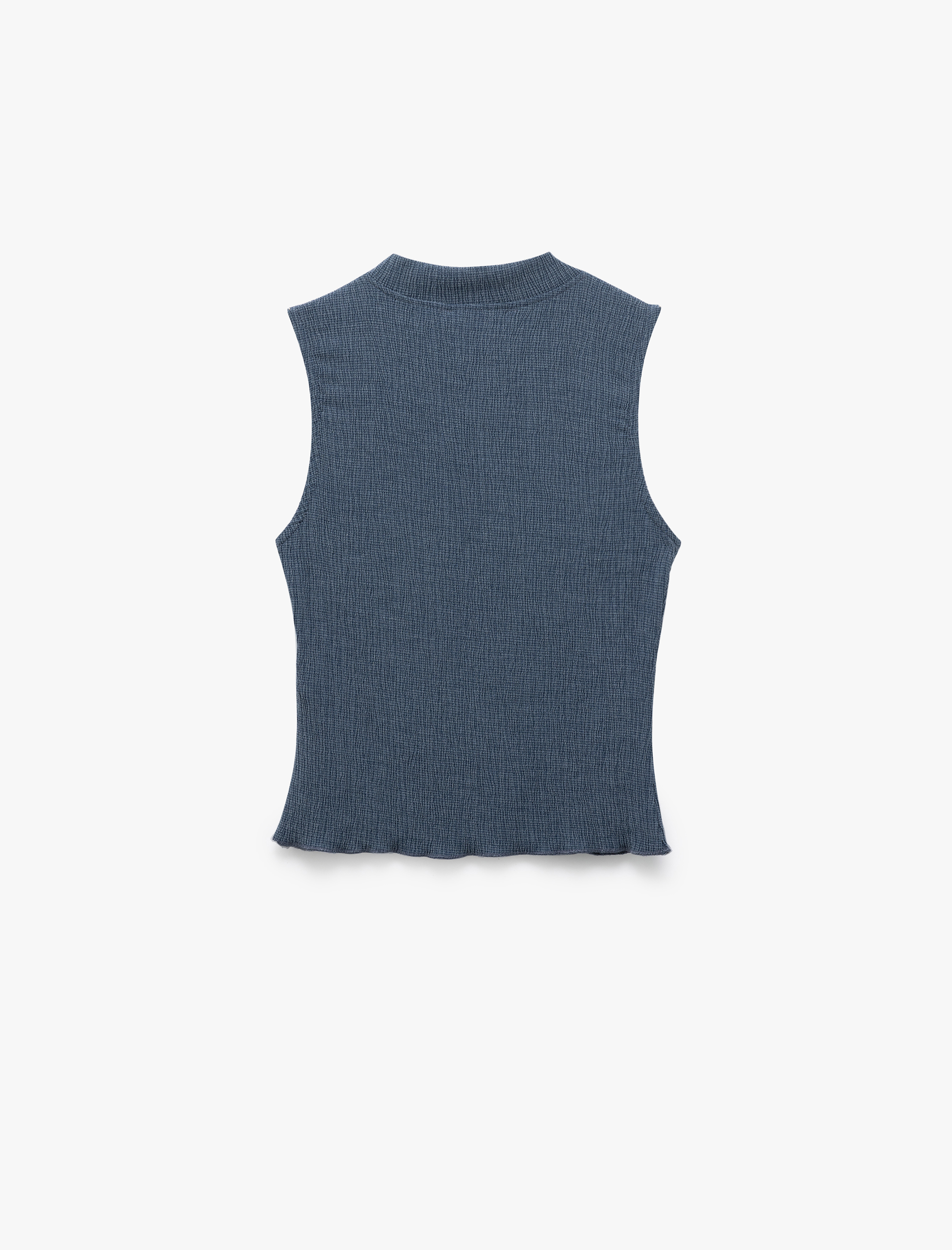   Slim Fit Bisiklet Yaka Kolsuz Bürümcük Crop Üst Bürümcük