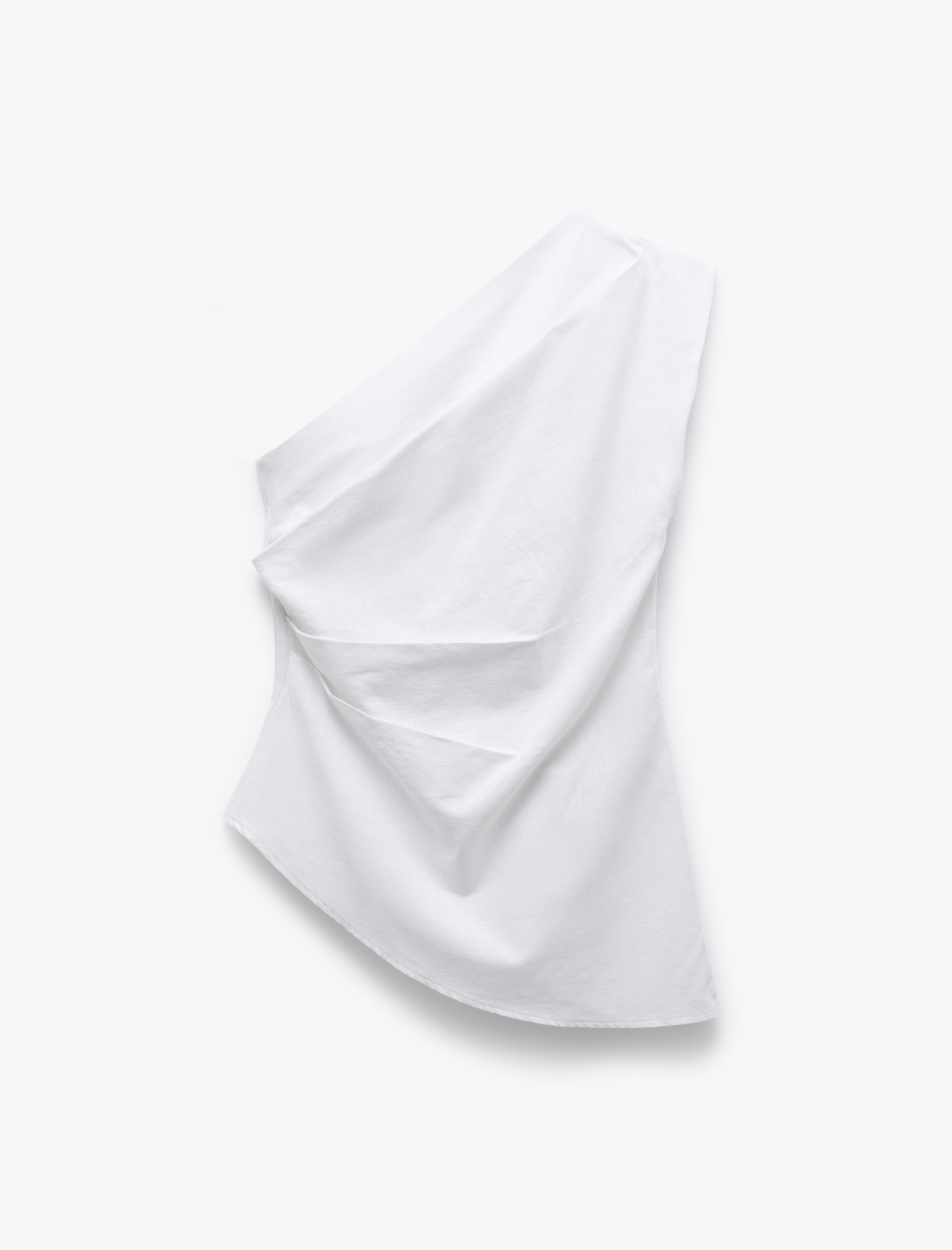   Pamuklu Drape Detaylı Asimetrik Tek Omuz Bluz