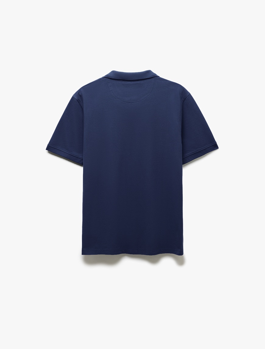  Pamuklu Pike Kumaş Kısa Kollu Regular Fit V Yaka Polo Tişört
