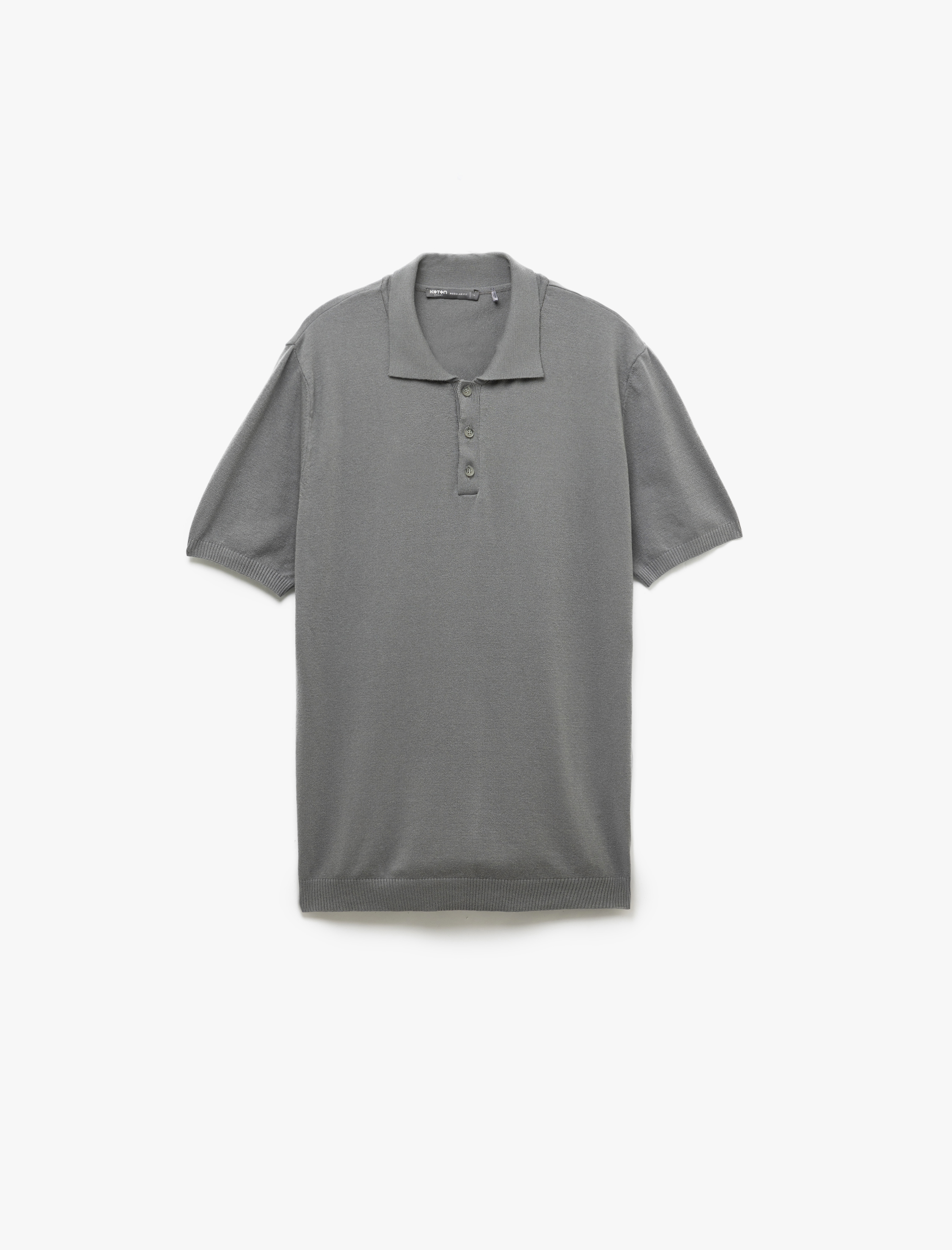   Düğmeli Polo Yaka Viskon Karışımlı Kısa Kollu Triko Tişört