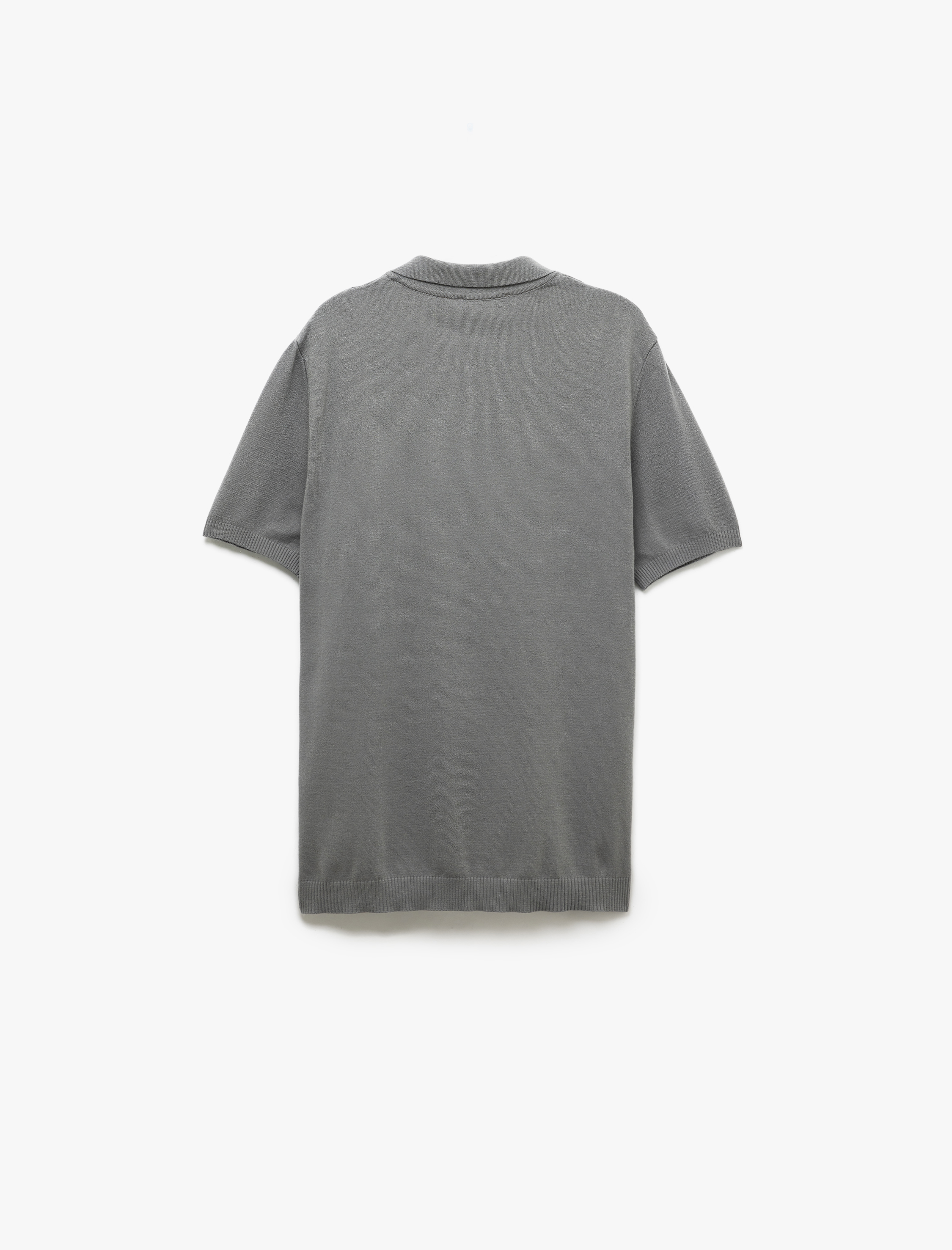   Düğmeli Polo Yaka Viskon Karışımlı Kısa Kollu Triko Tişört