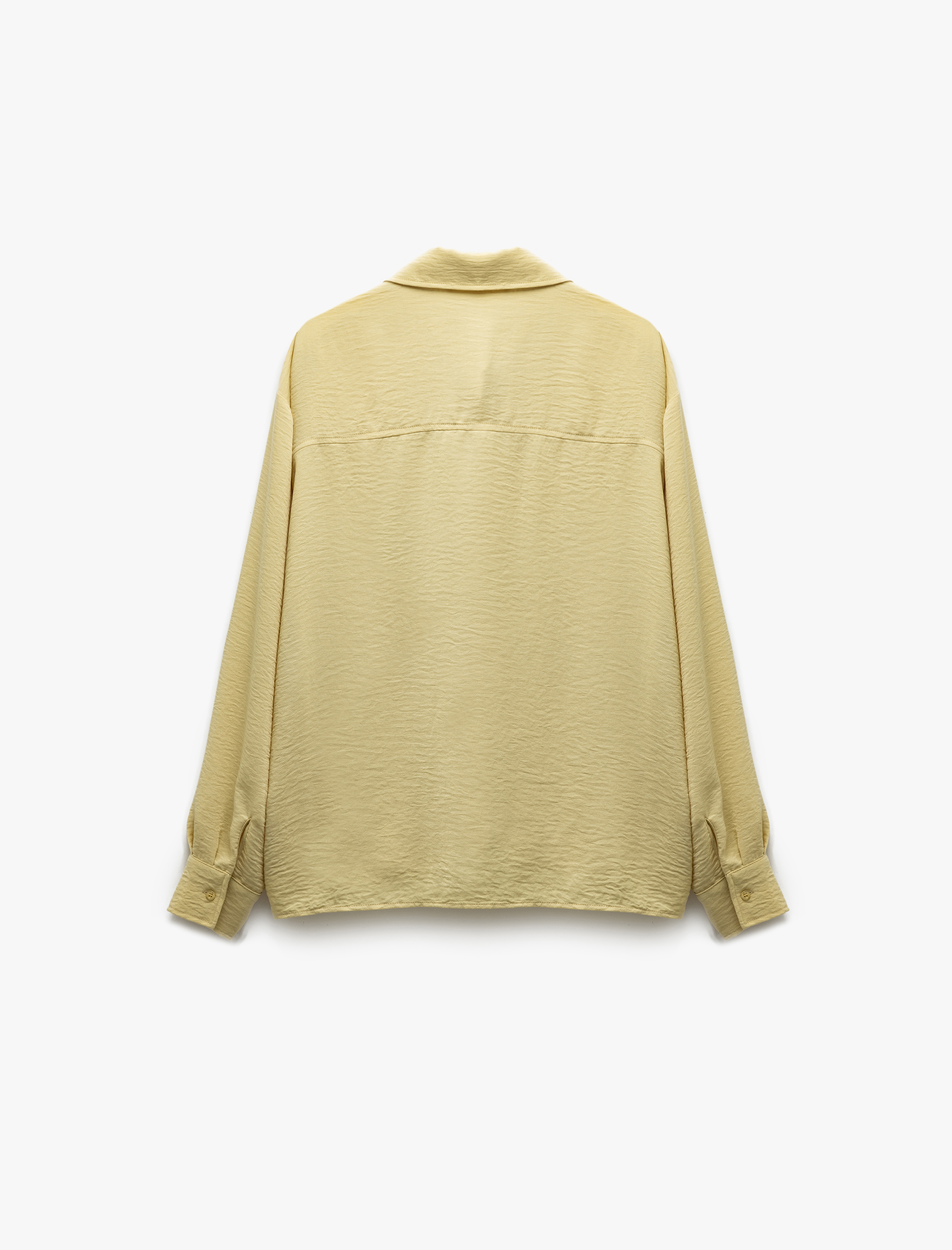   Aerobin Kumaş Kapaklı Cep Detaylı Uzun Kollu Oversize Gömlek