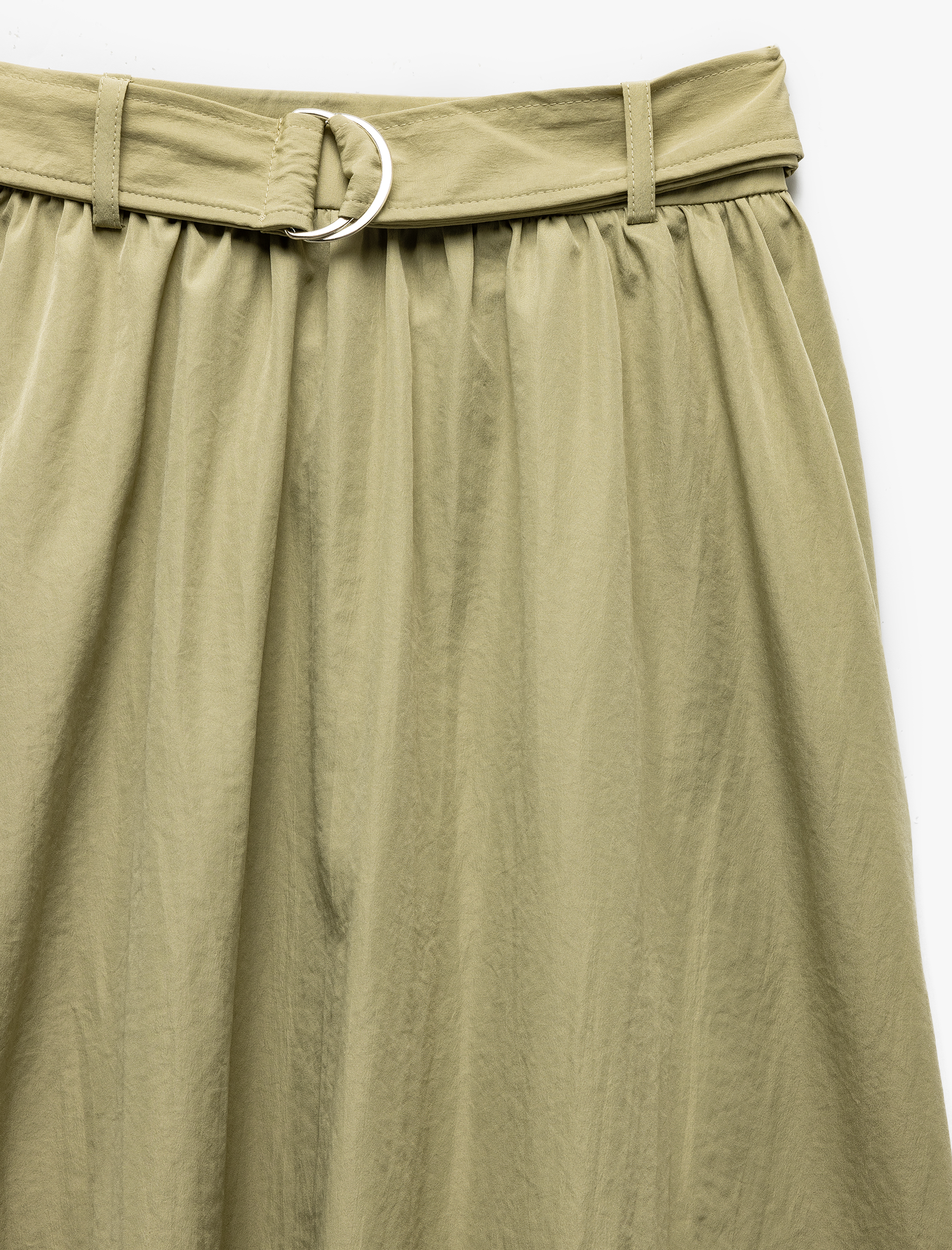   Bol Kalıp Paraşüt Kumaş Kemerli Cepli Uzun Kloş Etek