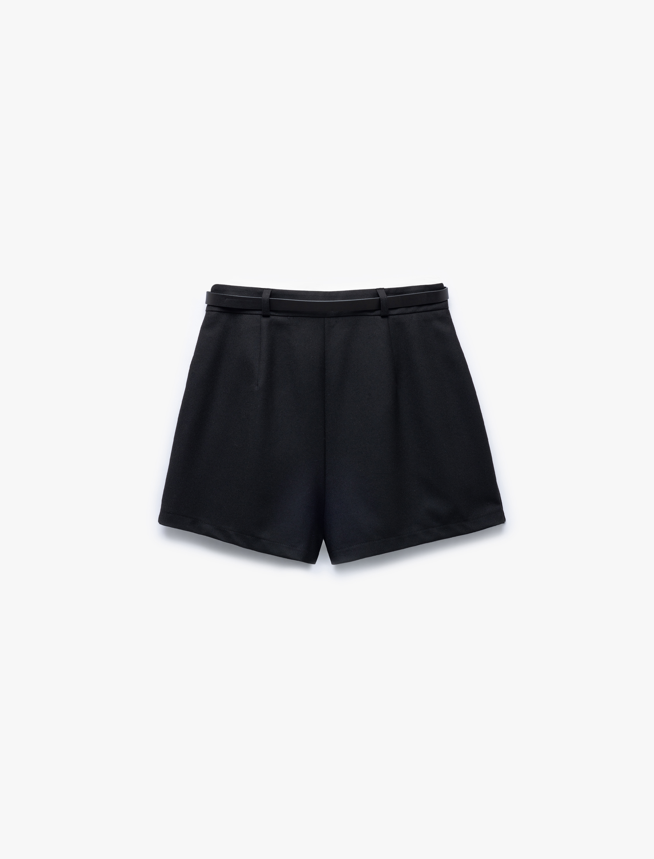   Standart Bel Kemerli Pileli Mini Şort Etek