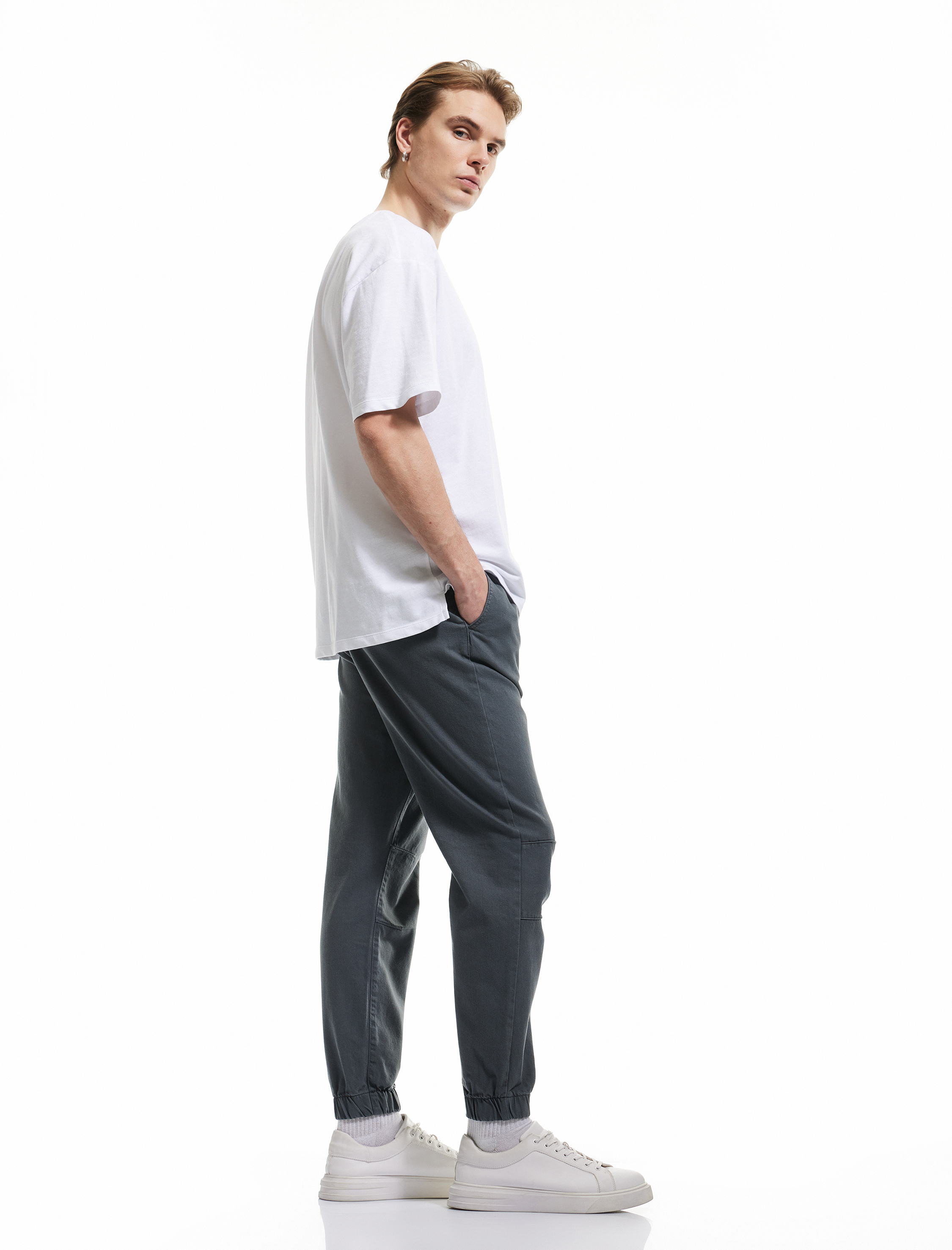   Beli Bağcıklı Chino Cepli Pamuklu Jogger Pantolon