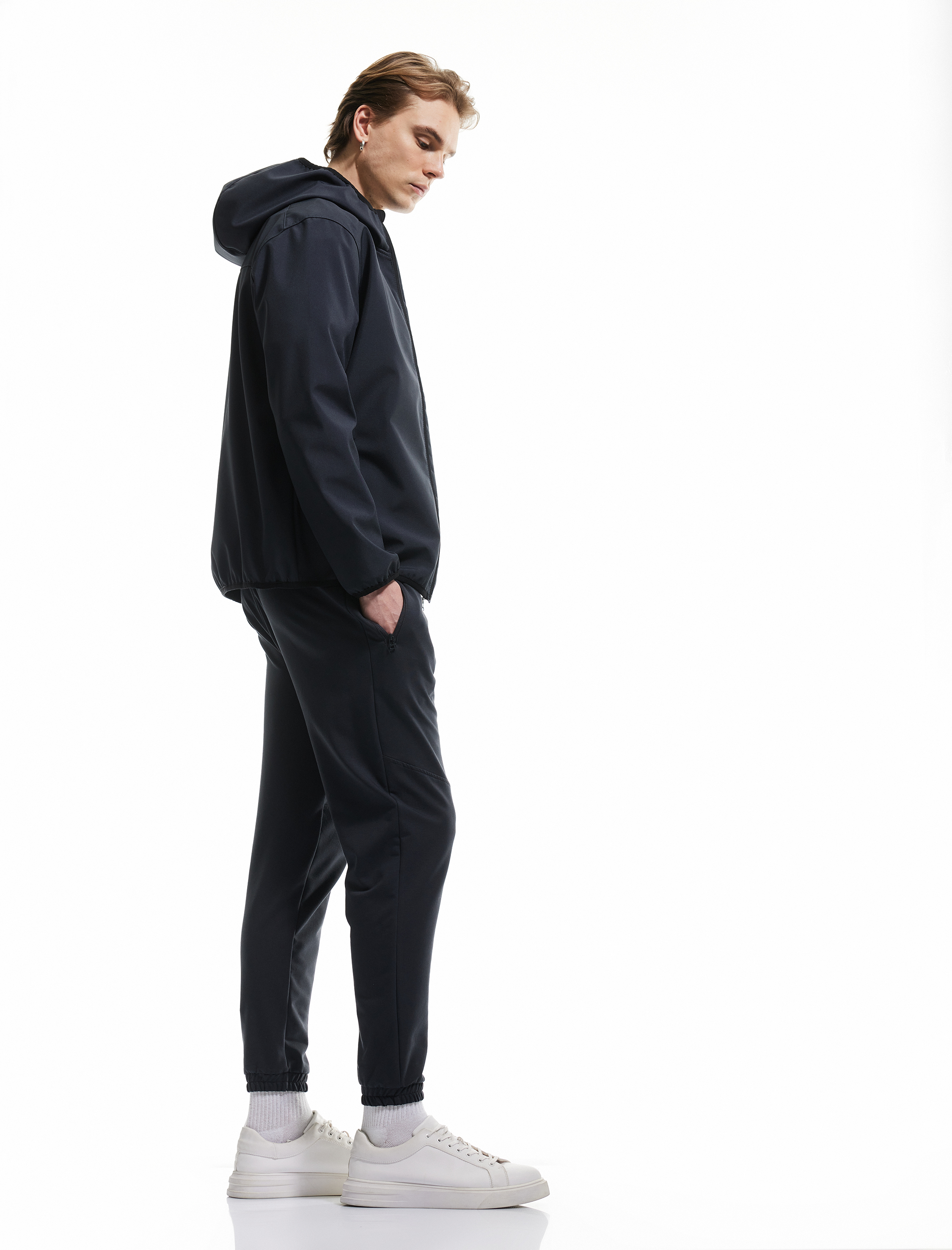   Fermuarlı Cepli Pamuklu Dikiş Detaylı Beli Bağcıklı Jogger Eşofman Altı