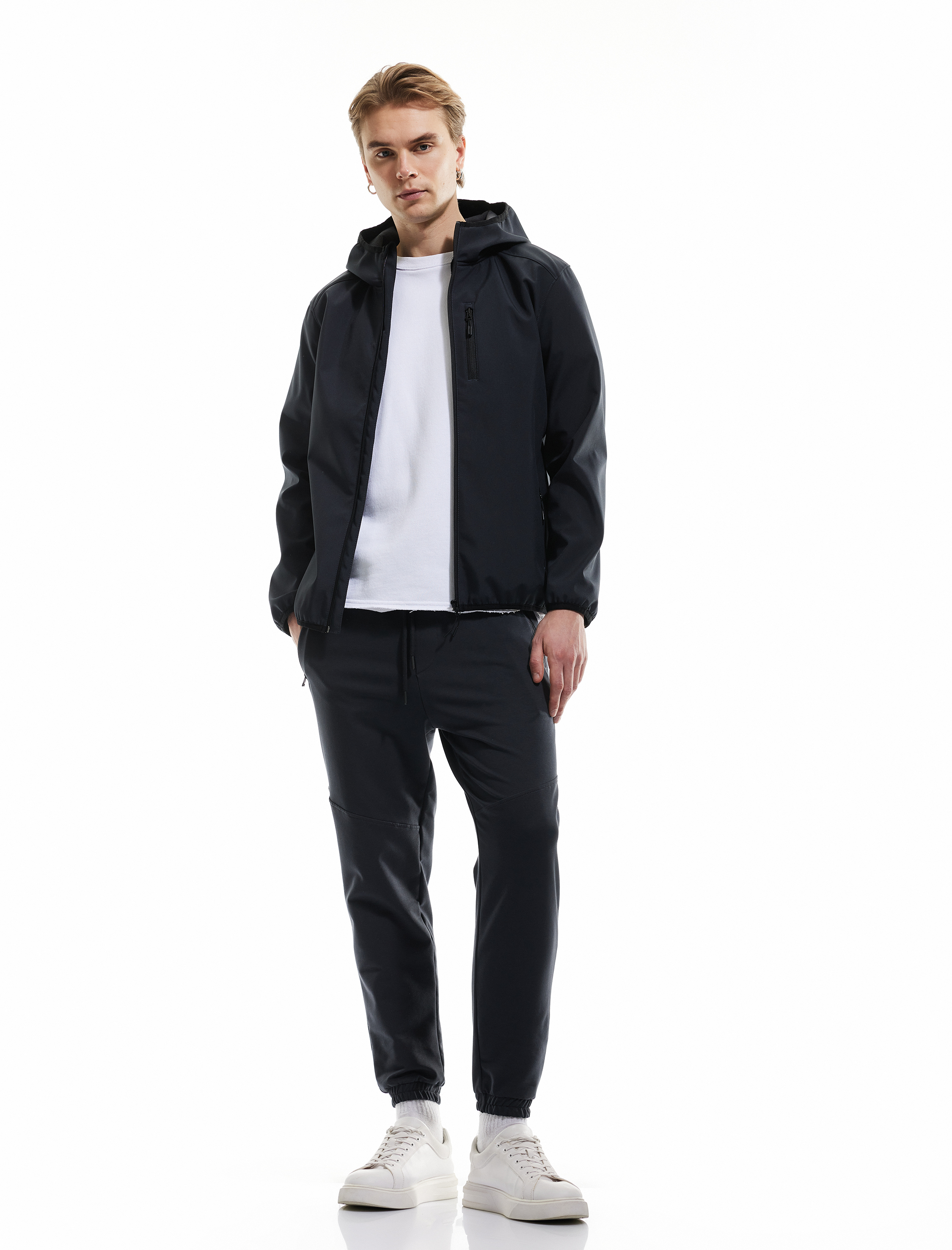   Fermuarlı Cepli Pamuklu Dikiş Detaylı Beli Bağcıklı Jogger Eşofman Altı