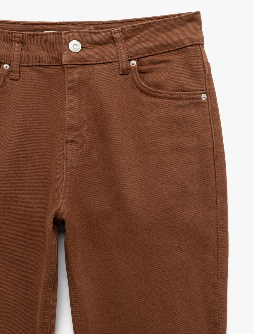   Normal Bel Düğmeli Beş Cepli Slim Fit İspanyol Paça Pantolon - Flare Jean