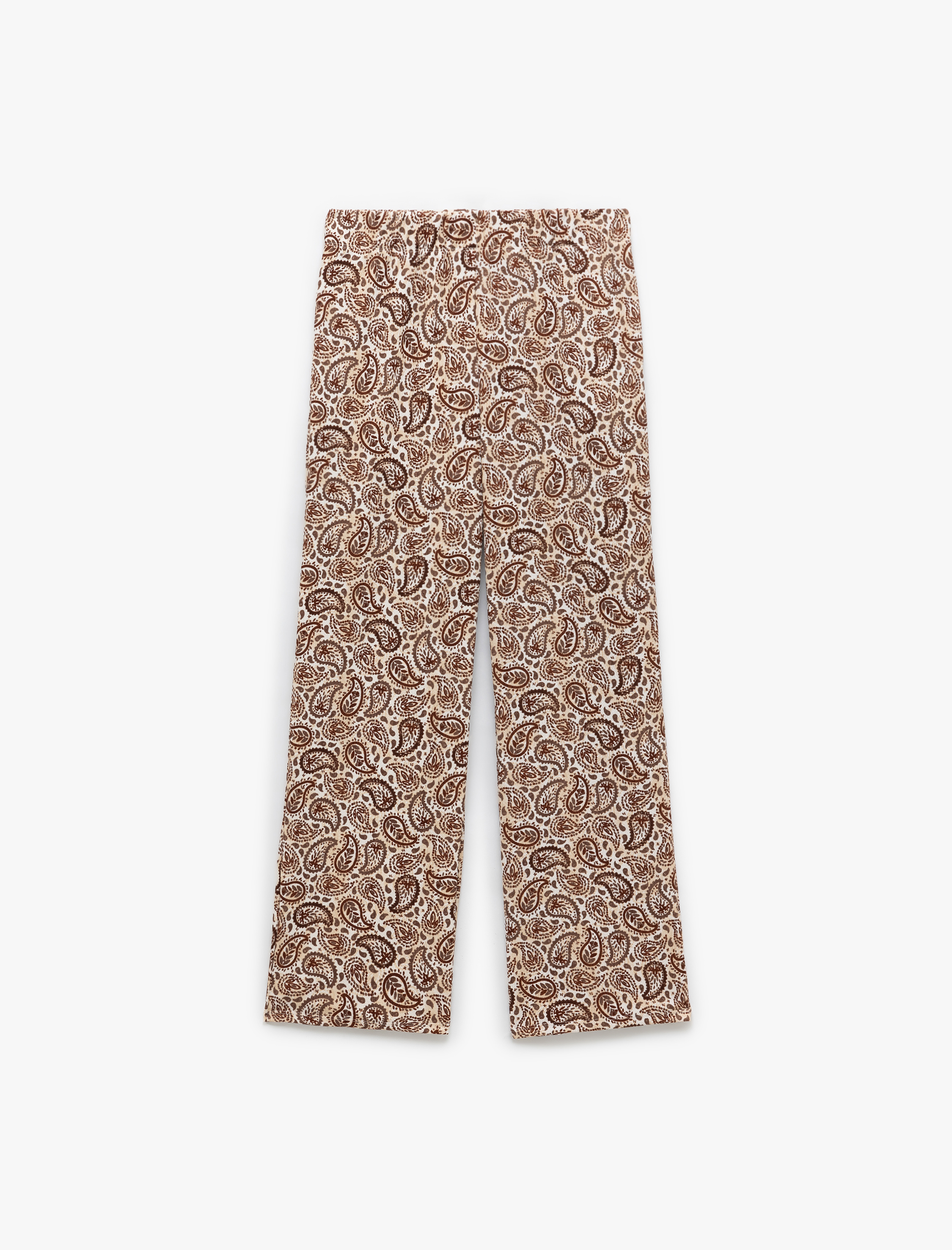   Beli Lastikli Rahat Kalıp Yüksek Bel Geniş Paça Yazlık Pantolon Bürümcük