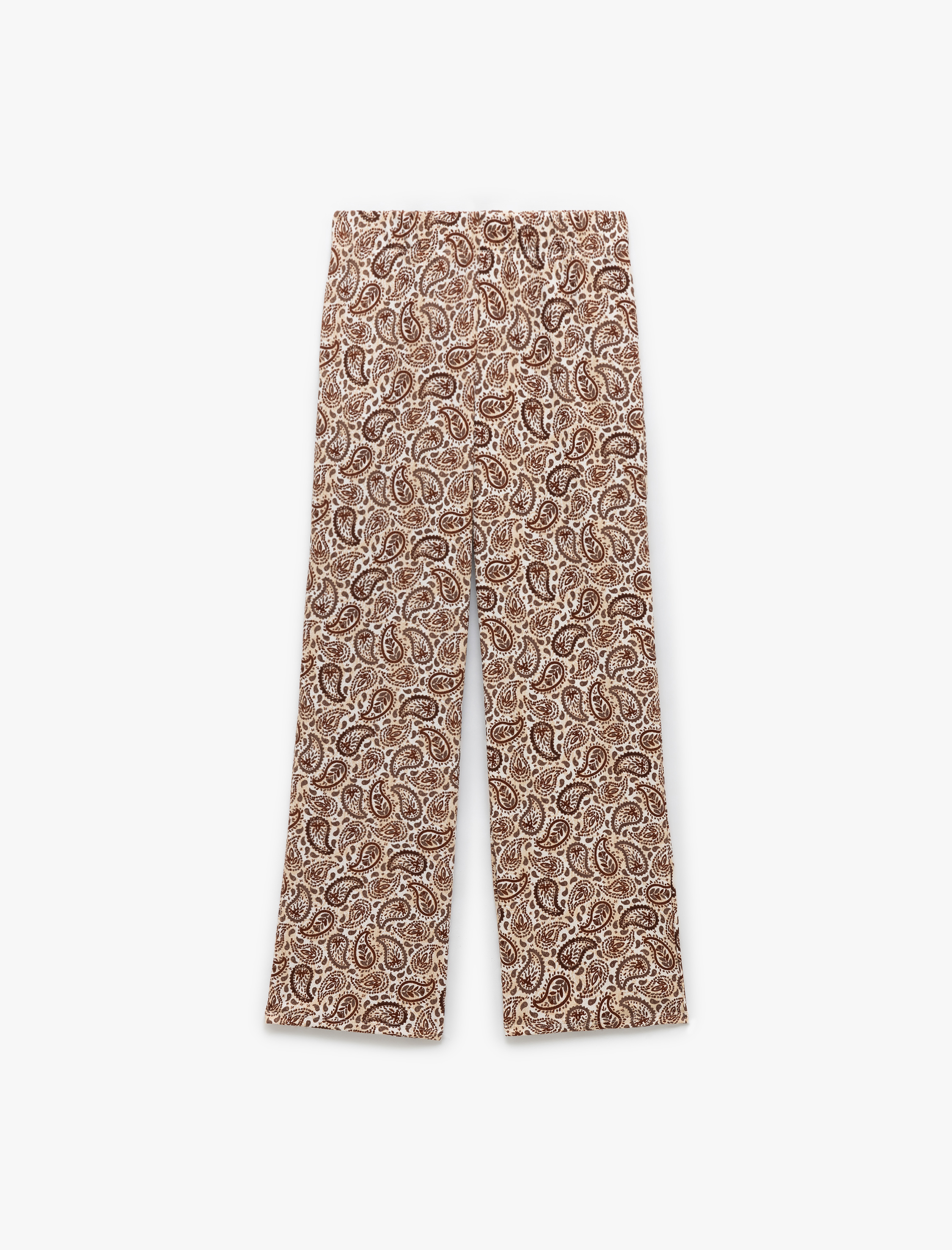   Beli Lastikli Rahat Kalıp Yüksek Bel Geniş Paça Yazlık Pantolon Bürümcük