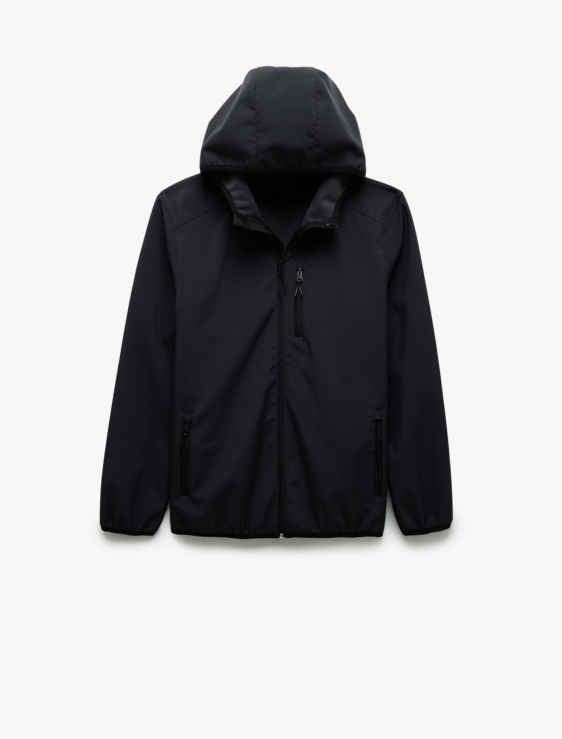   Fermuarlı Cepli Uzun Kollu Slim Fit Kapşonlu Mevsimlik Ceket