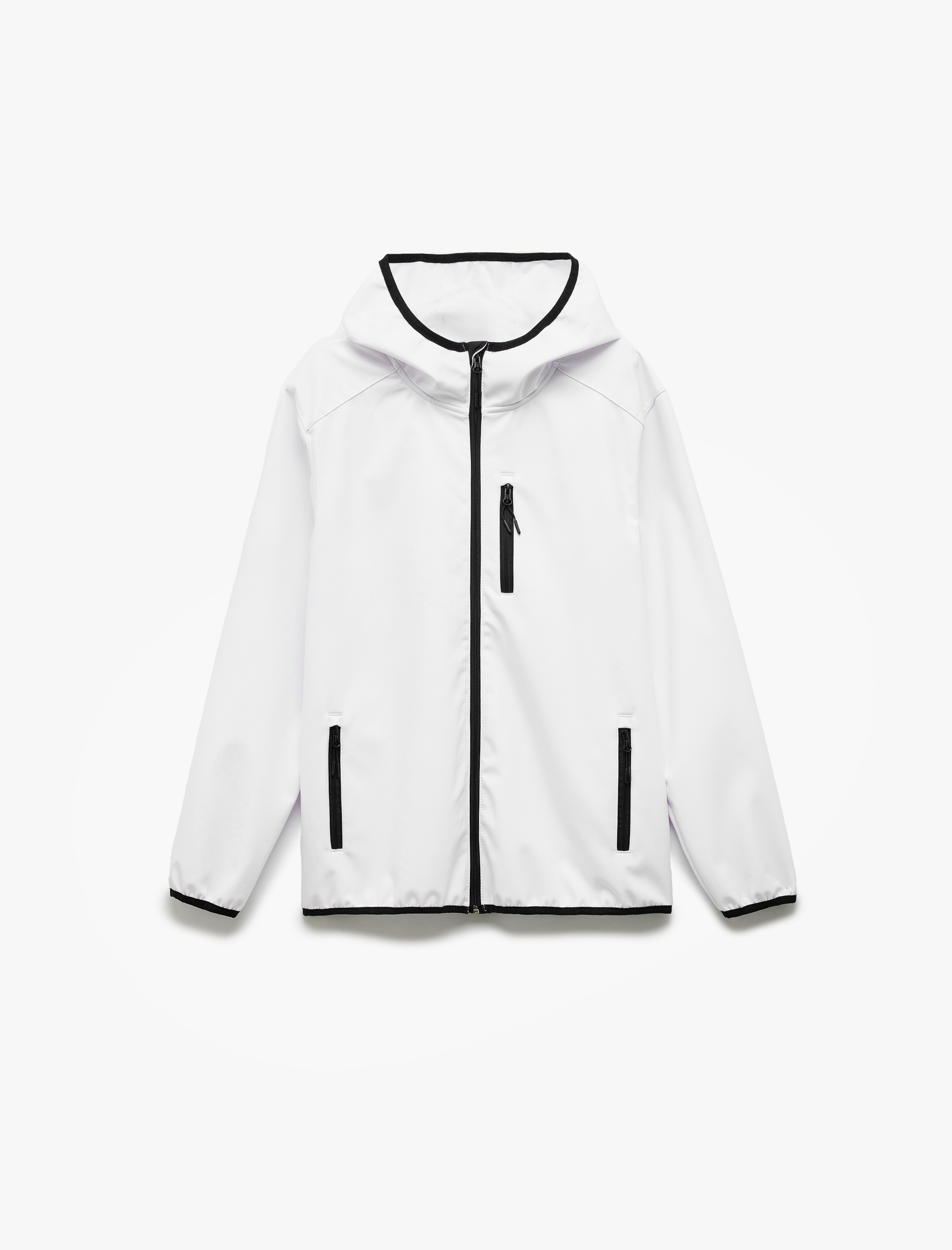   Fermuarlı Cepli Uzun Kollu Slim Fit Kapşonlu Mevsimlik Ceket